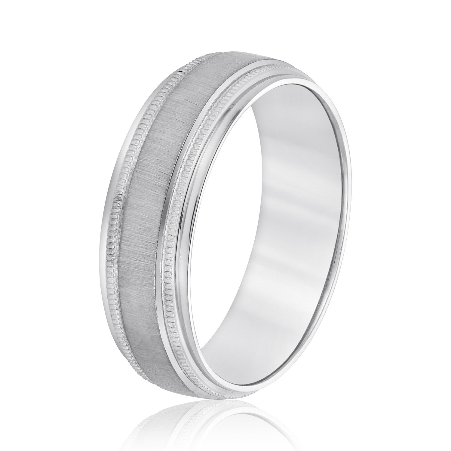 Milgrain Pattern Groove Men's Wedding Band-VIRABYANI