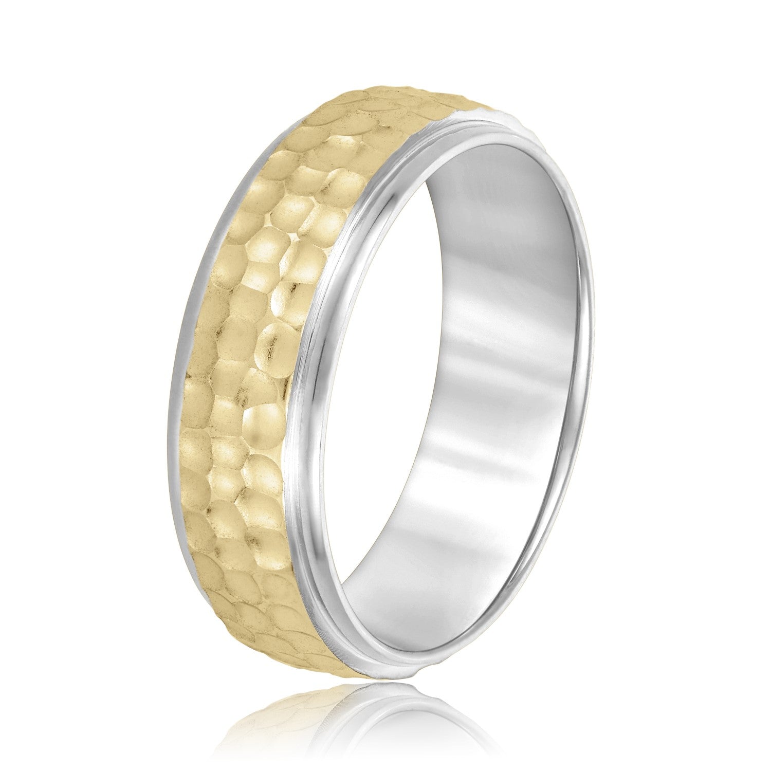 Men's Classic Hammered Step Edge Band-VIRABYANI