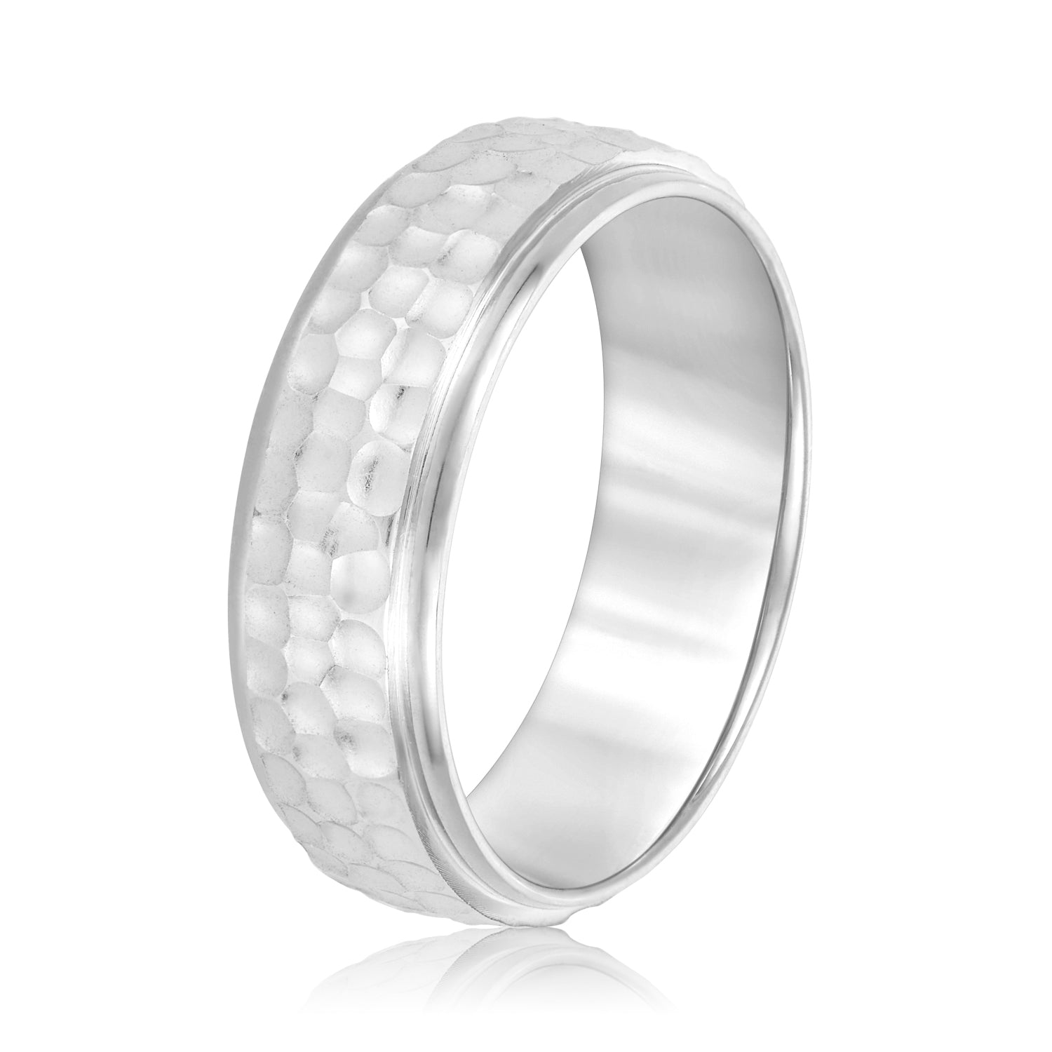 Men's Classic Hammered Step Edge Band-VIRABYANI