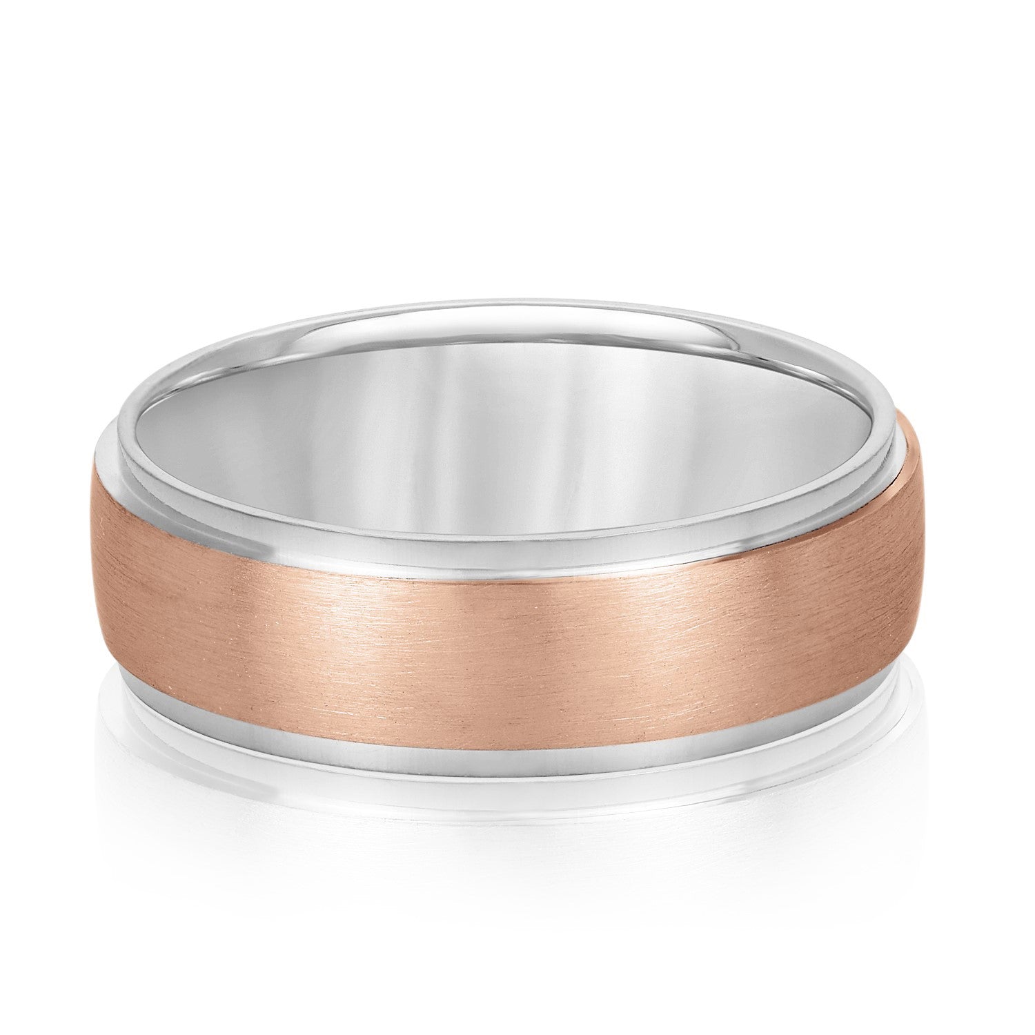 Men's Step Edge Matte Wedding Band-VIRABYANI