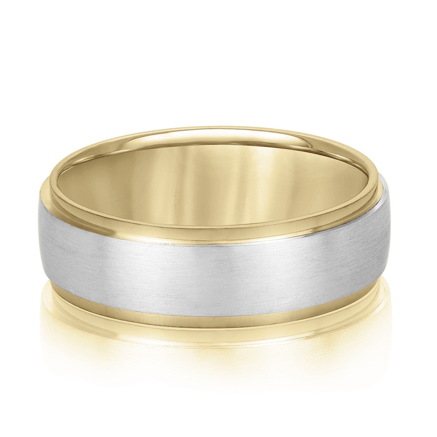 Men's Step Edge Matte Wedding Band-VIRABYANI