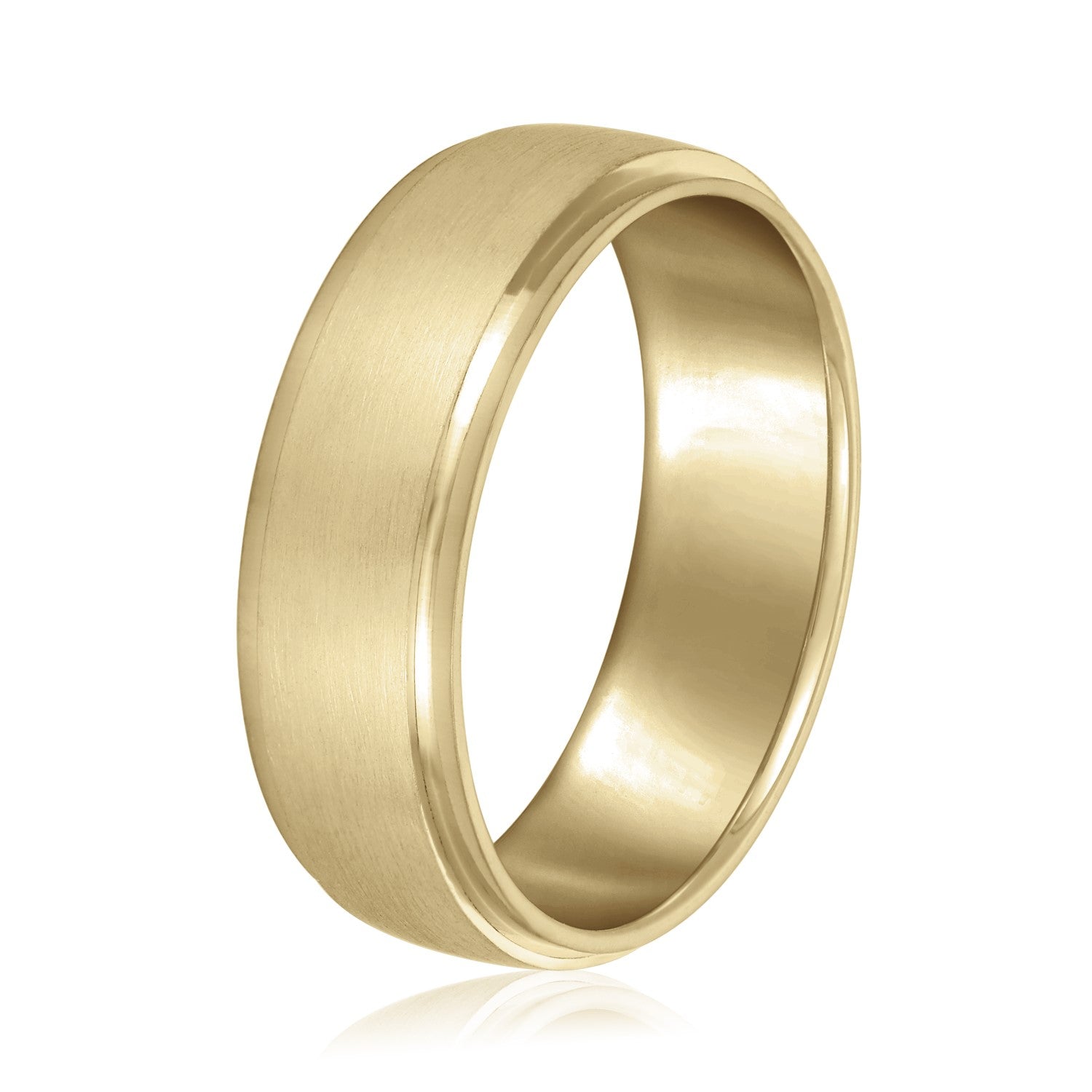 Men's Step Edge Matte Wedding Band-VIRABYANI