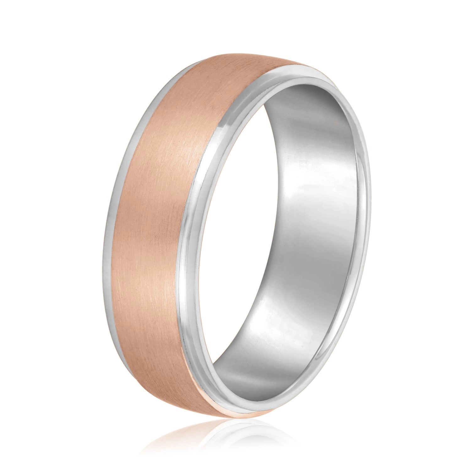 Men's Step Edge Matte Wedding Band-VIRABYANI