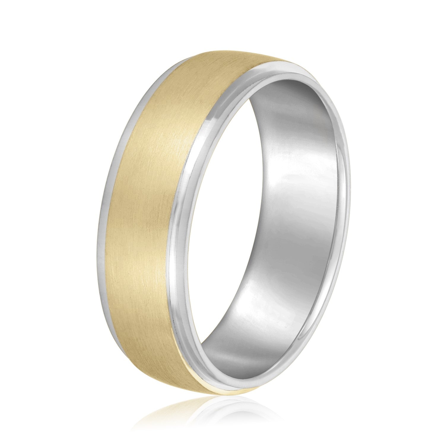 Men's Step Edge Matte Wedding Band-VIRABYANI