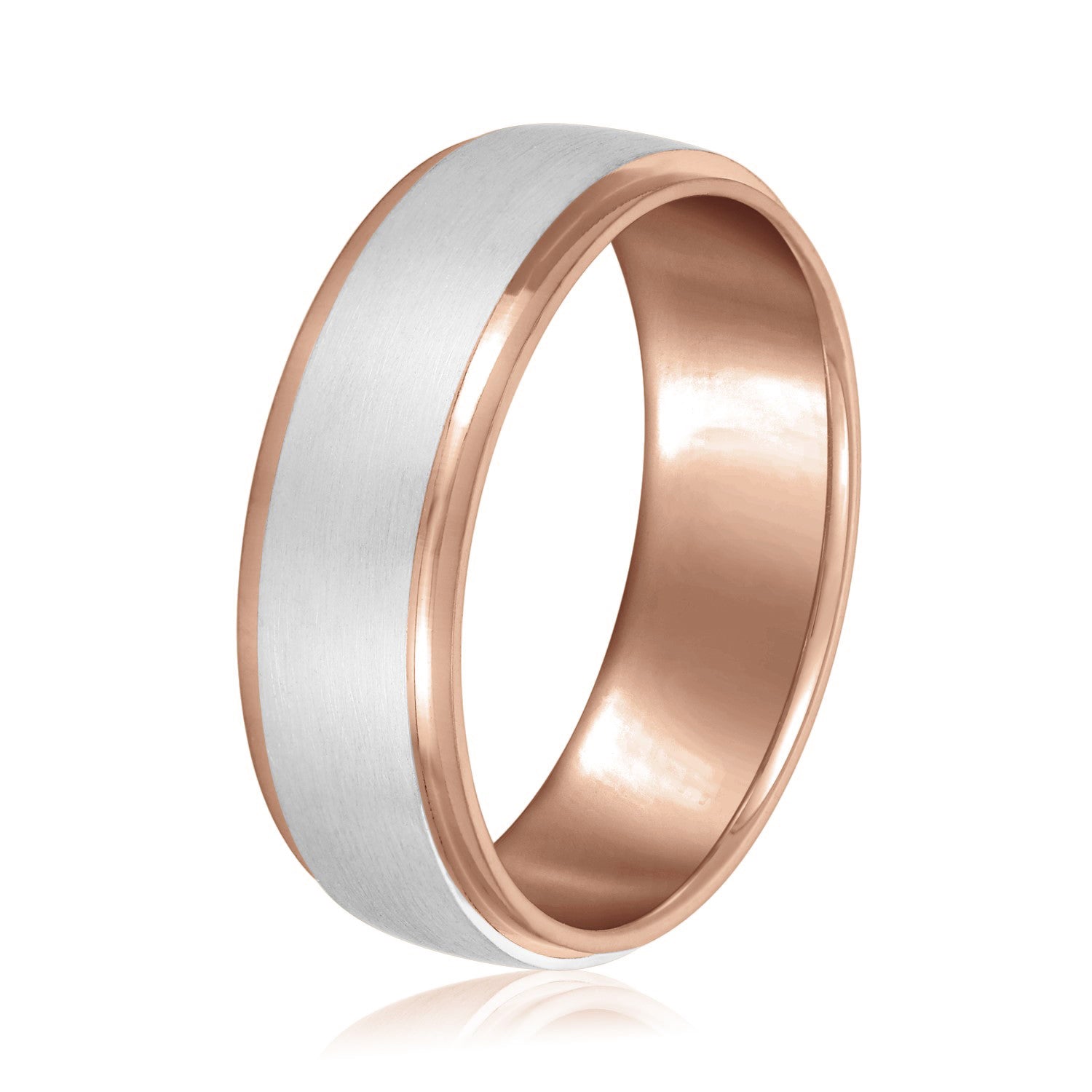 Men's Step Edge Matte Wedding Band-VIRABYANI