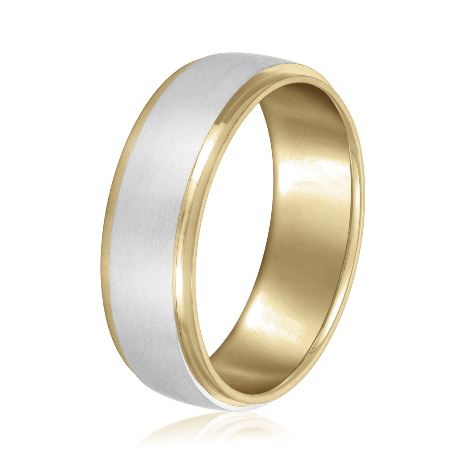 Men's Step Edge Matte Wedding Band-VIRABYANI