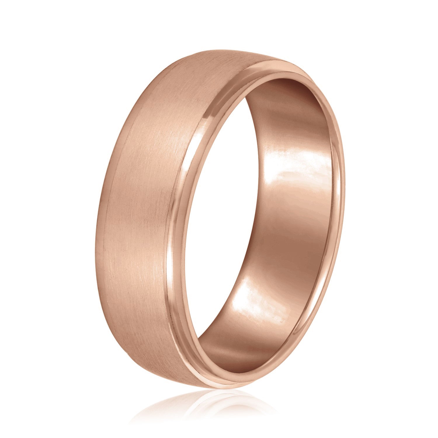 Men's Step Edge Matte Wedding Band-VIRABYANI