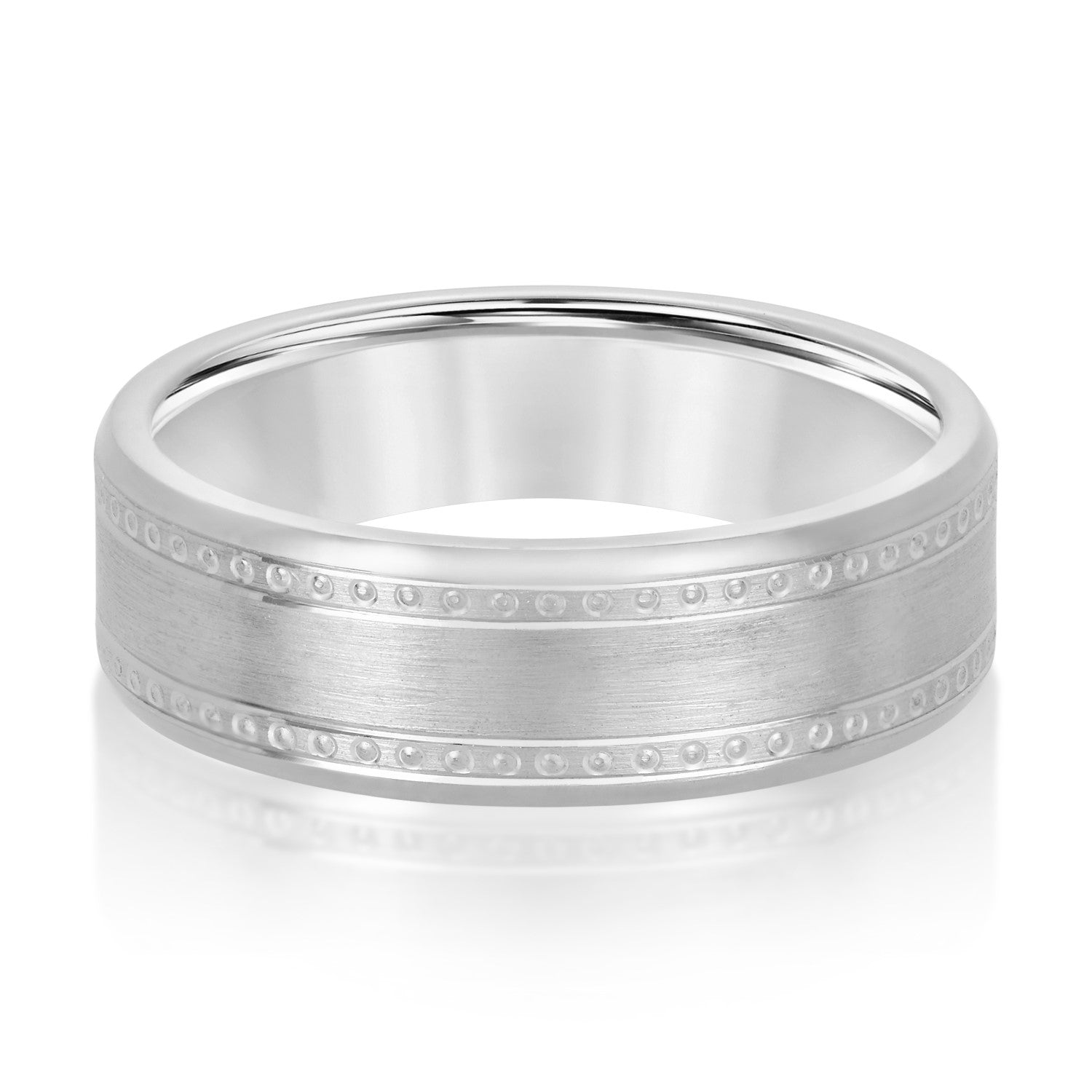Men's Center Brushed Double Grooved Comfort-fit Wedding Band-VIRABYANI