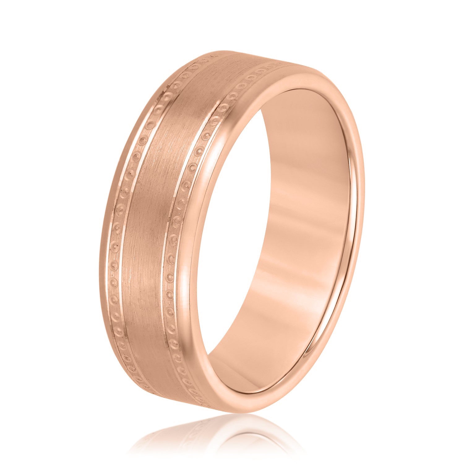 Men's Center Brushed Double Grooved Comfort-fit Wedding Band-VIRABYANI