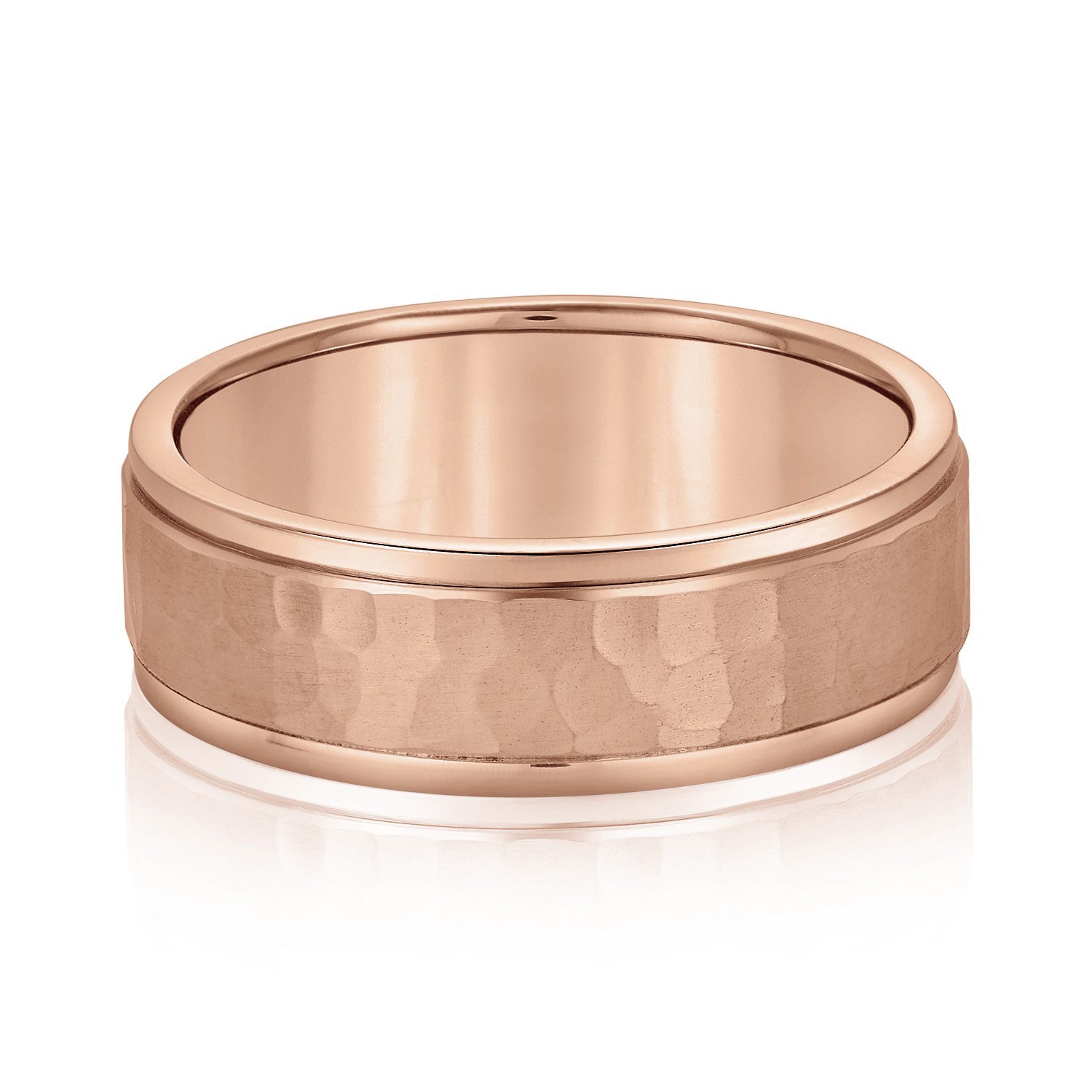 Men's Hammered Center Wedding Band-VIRABYANI