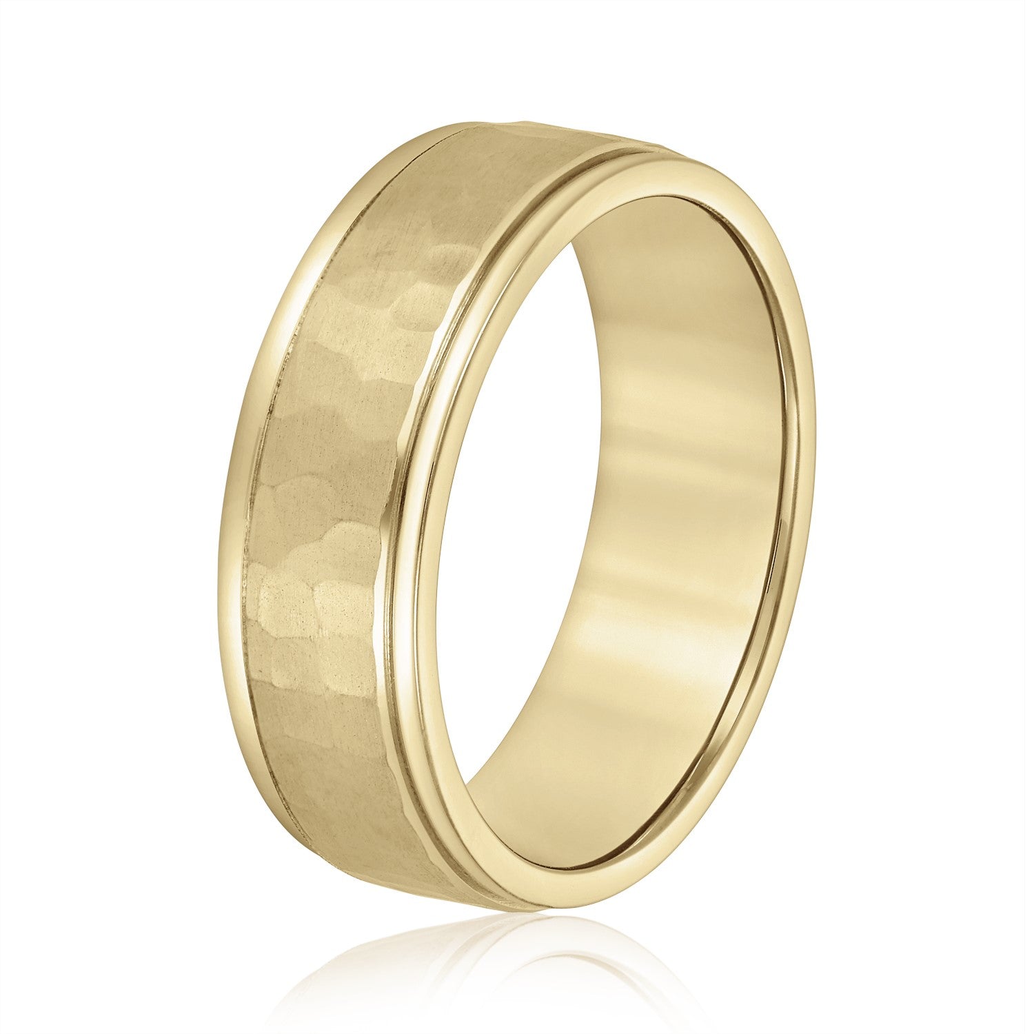 Men's Hammered Center Wedding Band-VIRABYANI