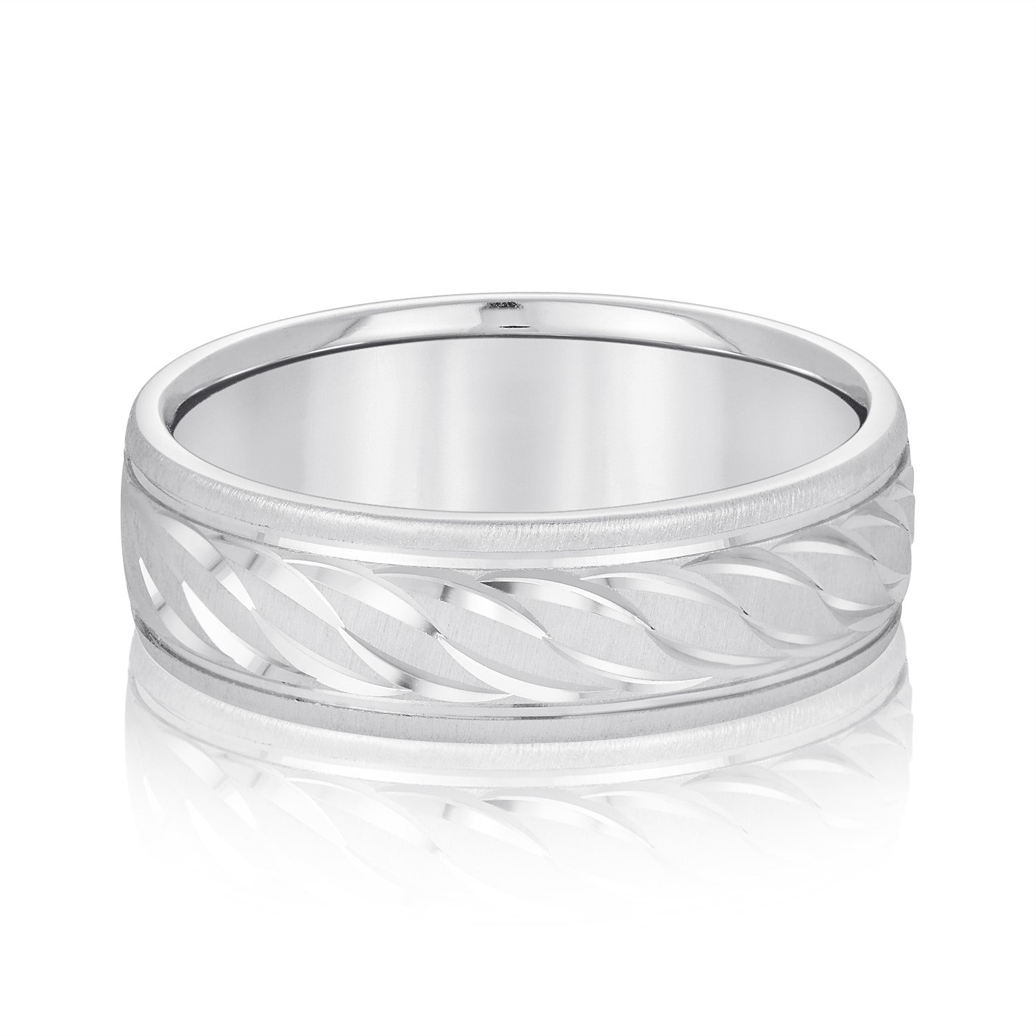 Rope Textured and Engraved Men's Wedding Band-VIRABYANI