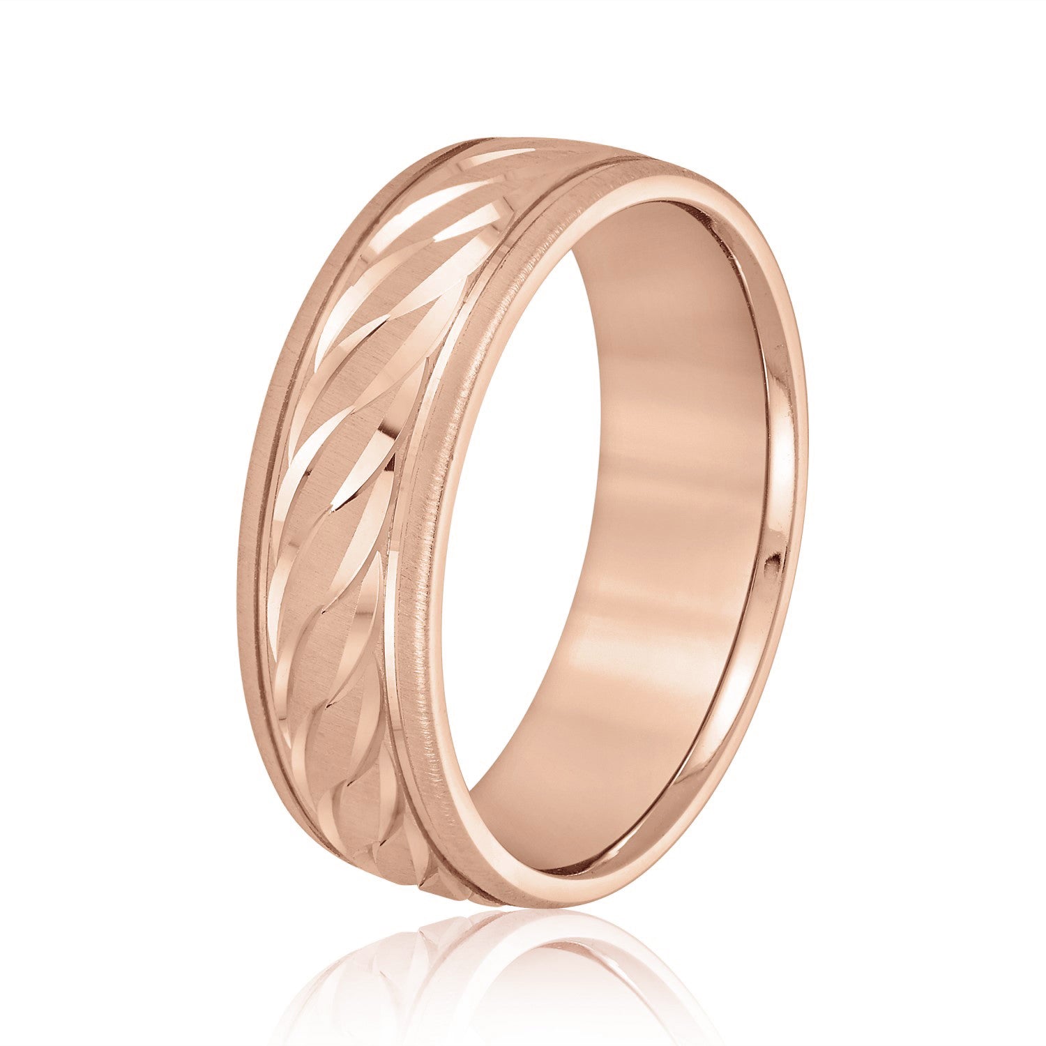 Rope Textured and Engraved Men's Wedding Band-VIRABYANI