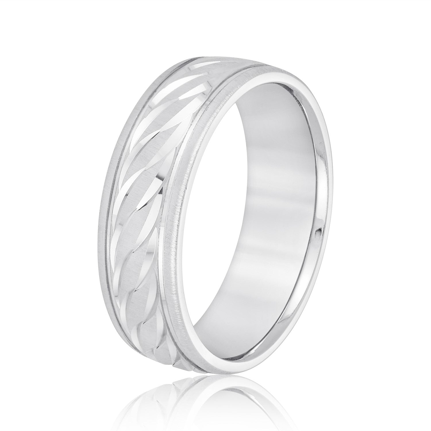 Rope Textured and Engraved Men's Wedding Band-VIRABYANI