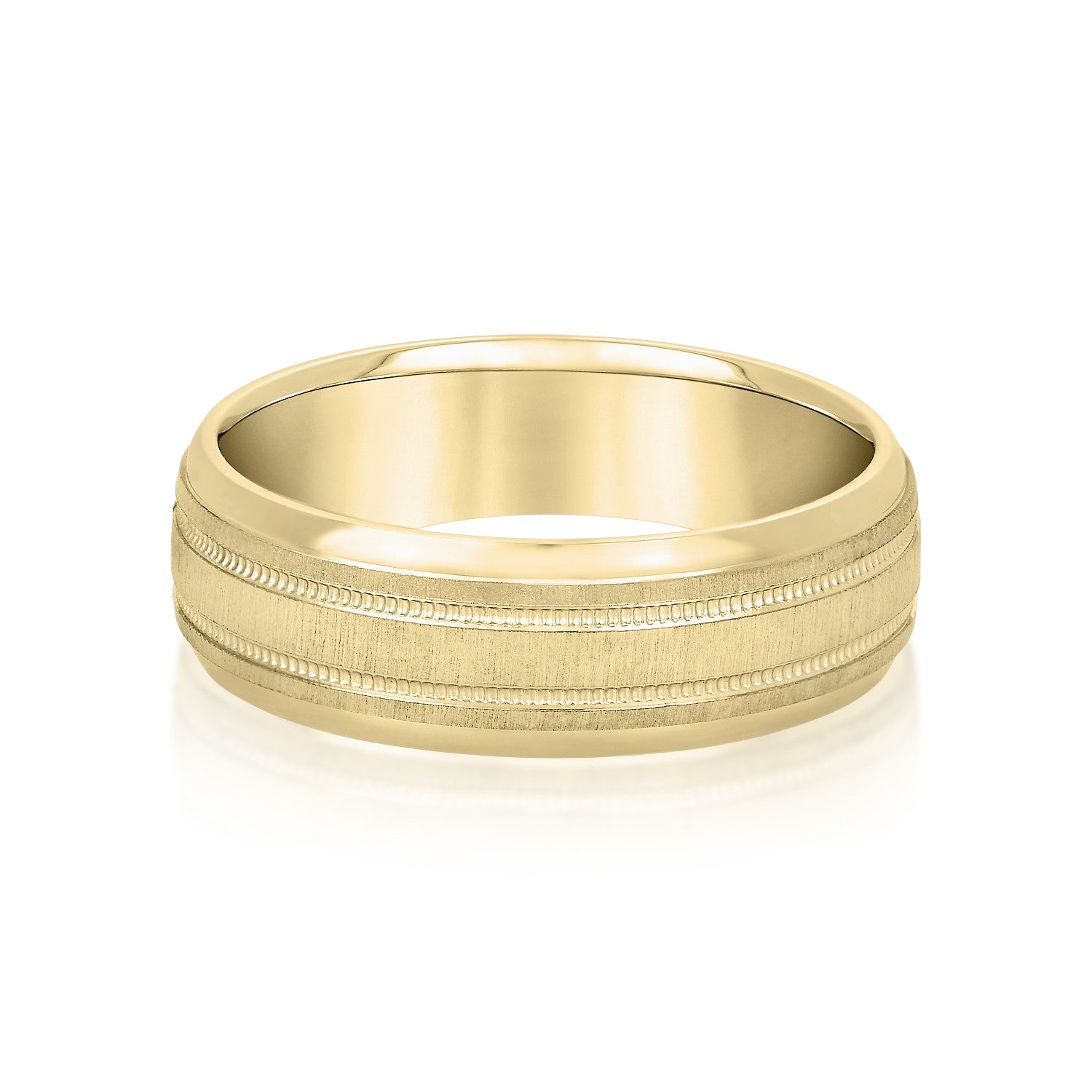 Slightly Dome Men's Wedding Band With Millgrain Edges-VIRABYANI