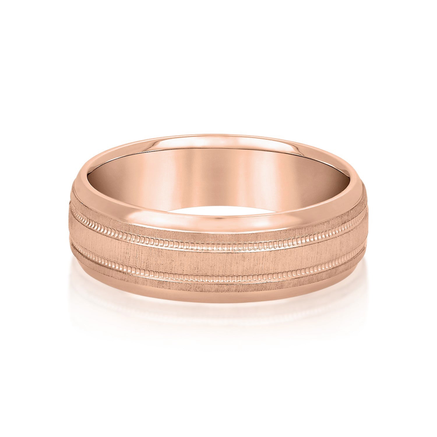 Slightly Dome Men's Wedding Band With Millgrain Edges-VIRABYANI