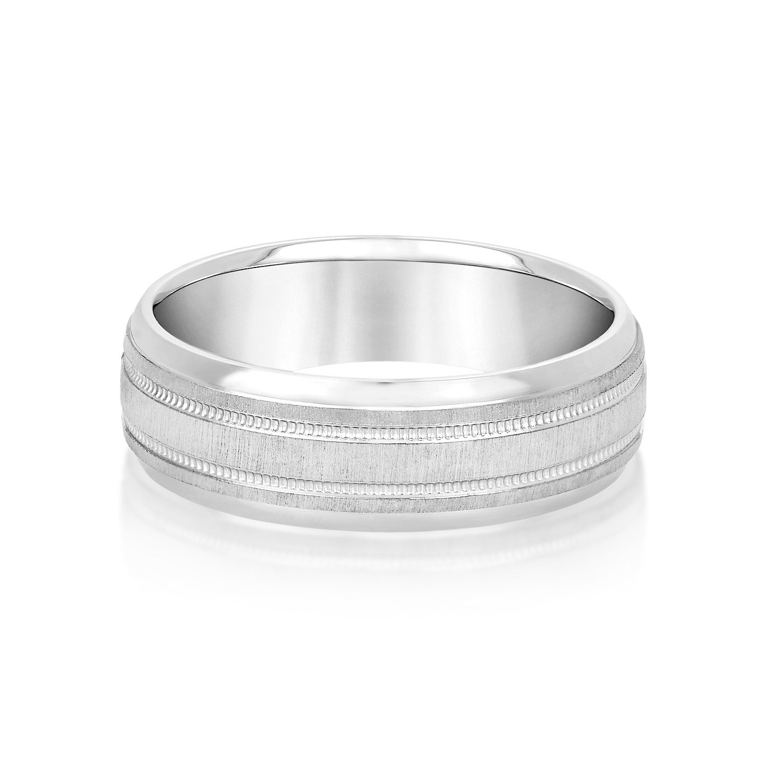 Slightly Dome Men's Wedding Band With Millgrain Edges-VIRABYANI