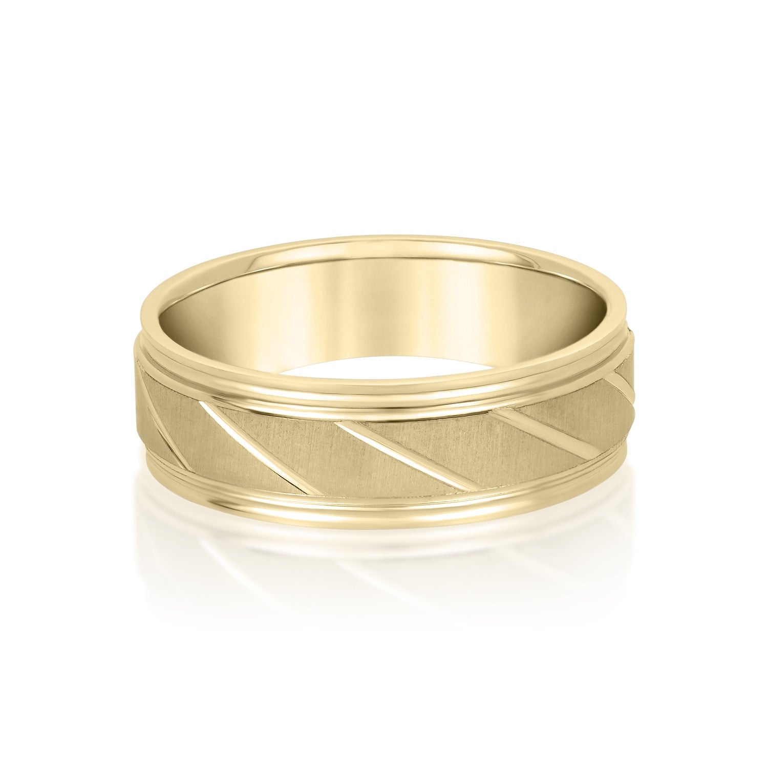 Men's Slant Patterned Wedding Band-VIRABYANI