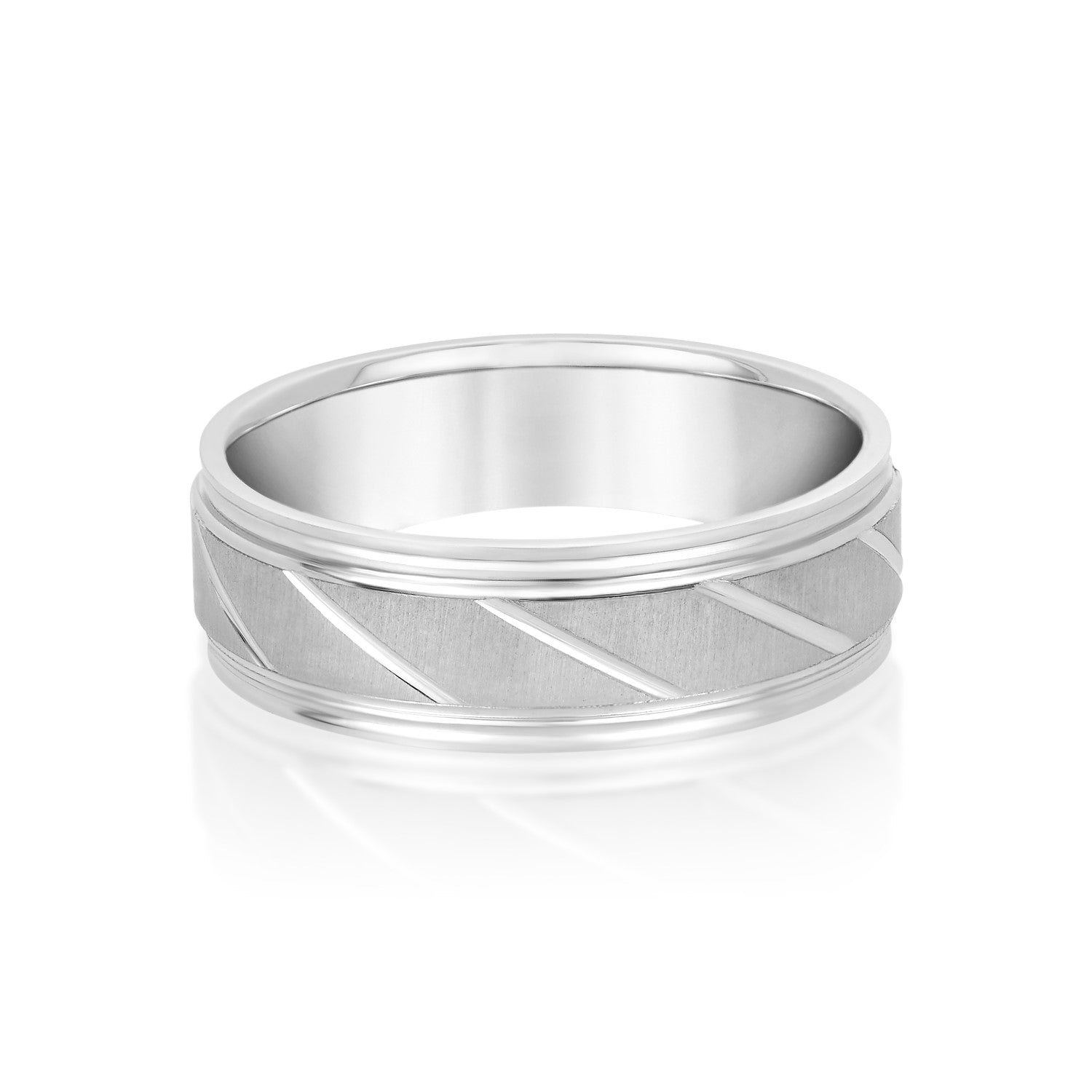 Men's Slant Patterned Wedding Band-VIRABYANI
