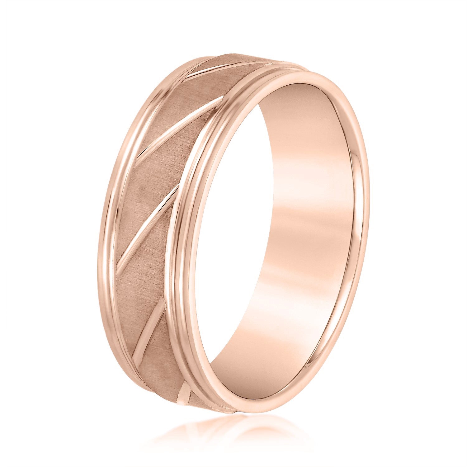 Men's Slant Patterned Wedding Band-VIRABYANI