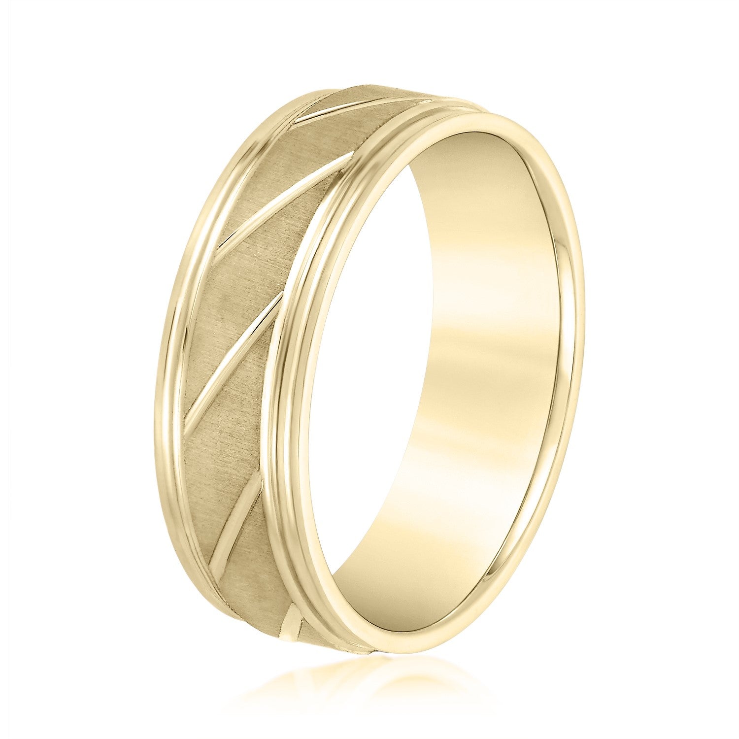 Men's Slant Patterned Wedding Band-VIRABYANI