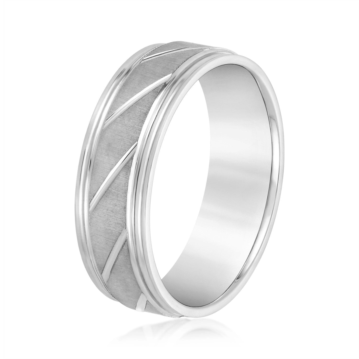 Men's Slant Patterned Wedding Band-VIRABYANI