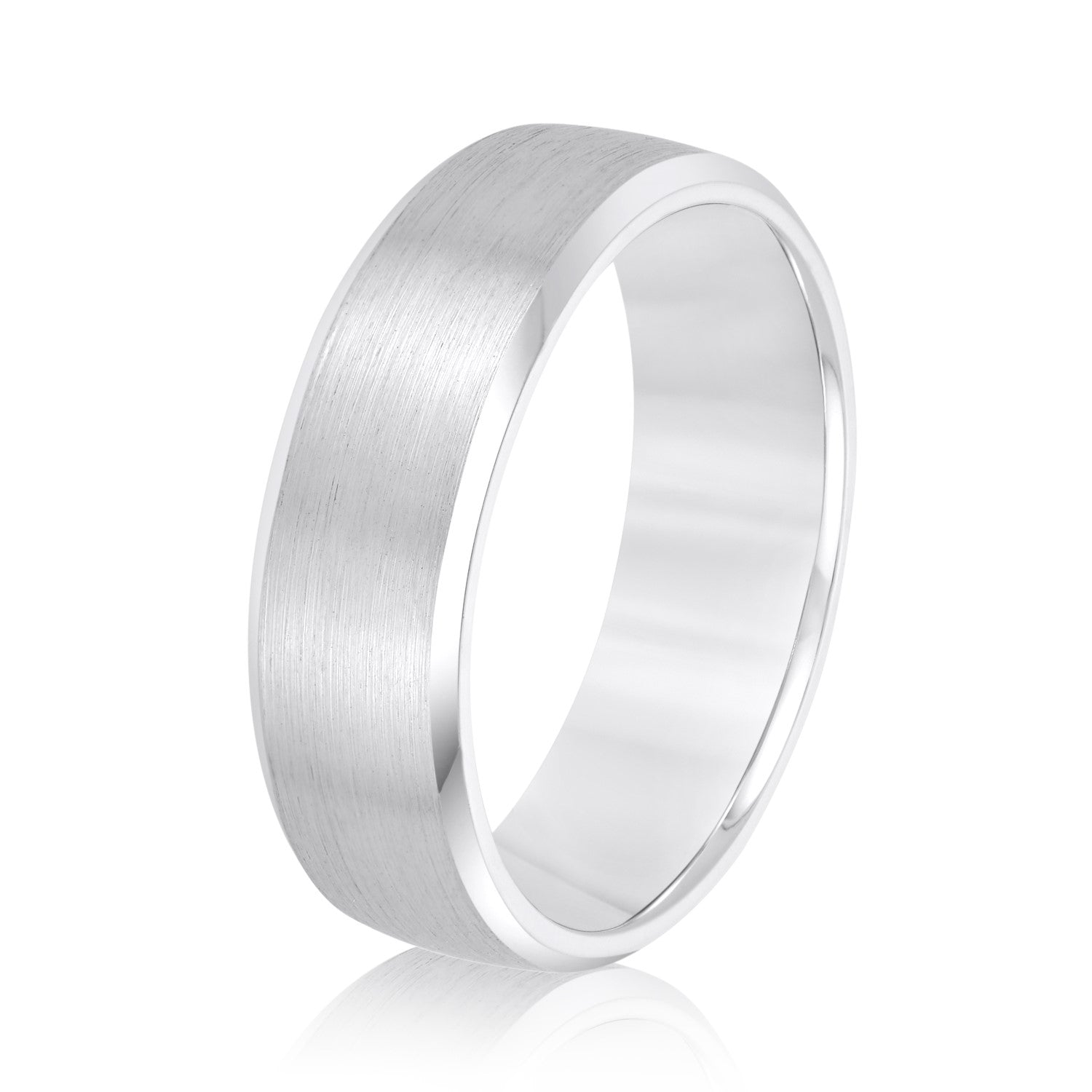 Men's Beveled Edge Matte Wedding Band-VIRABYANI