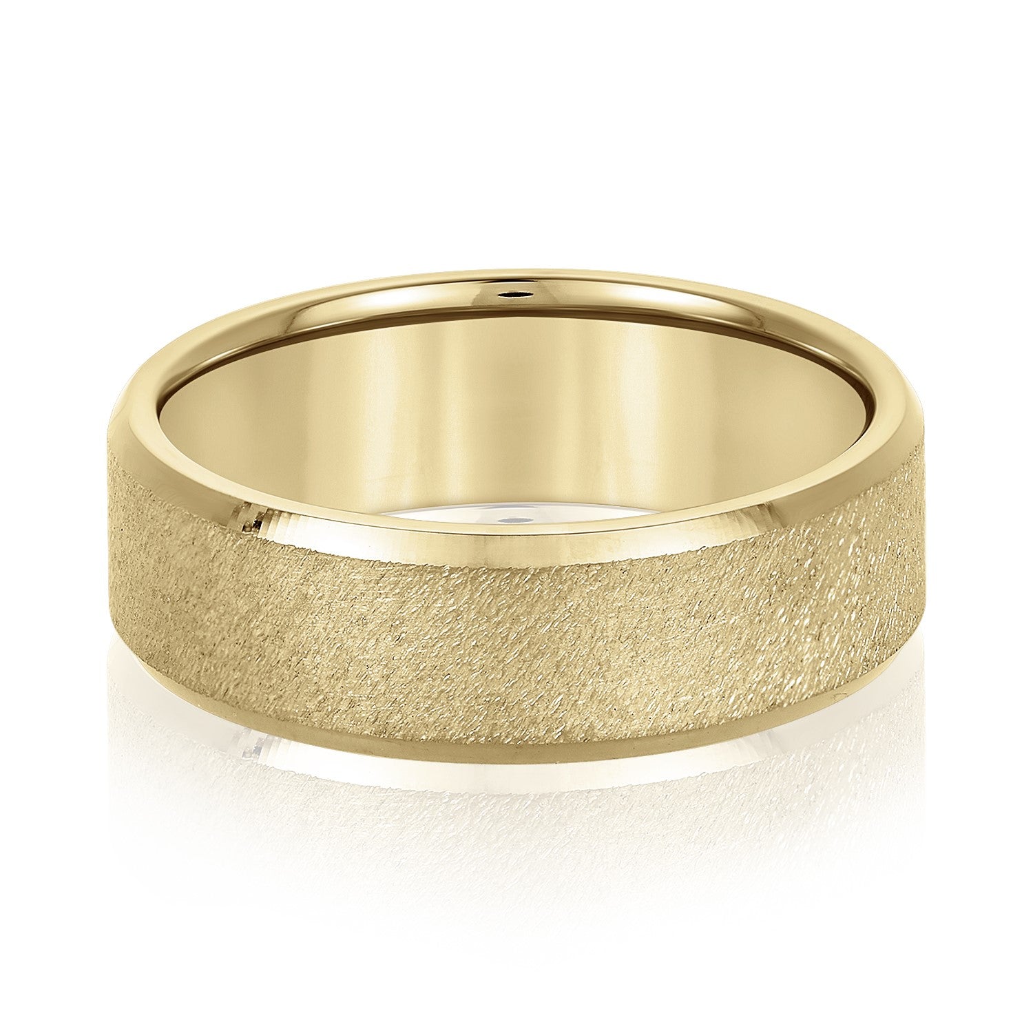 Men's Sandblasted Wedding Ring With High Polish Edges