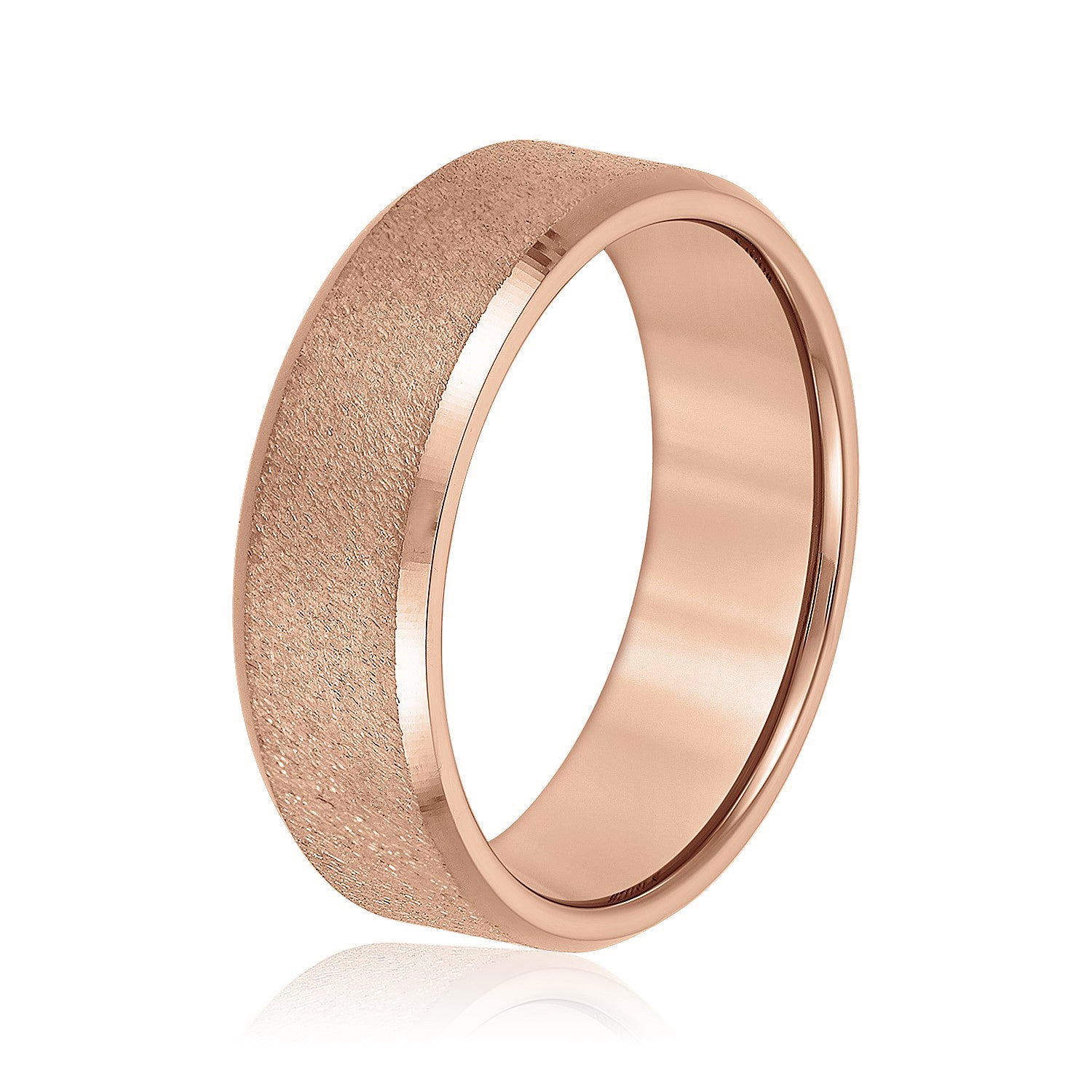 Men's Sandblasted Wedding Ring With High Polish Edges