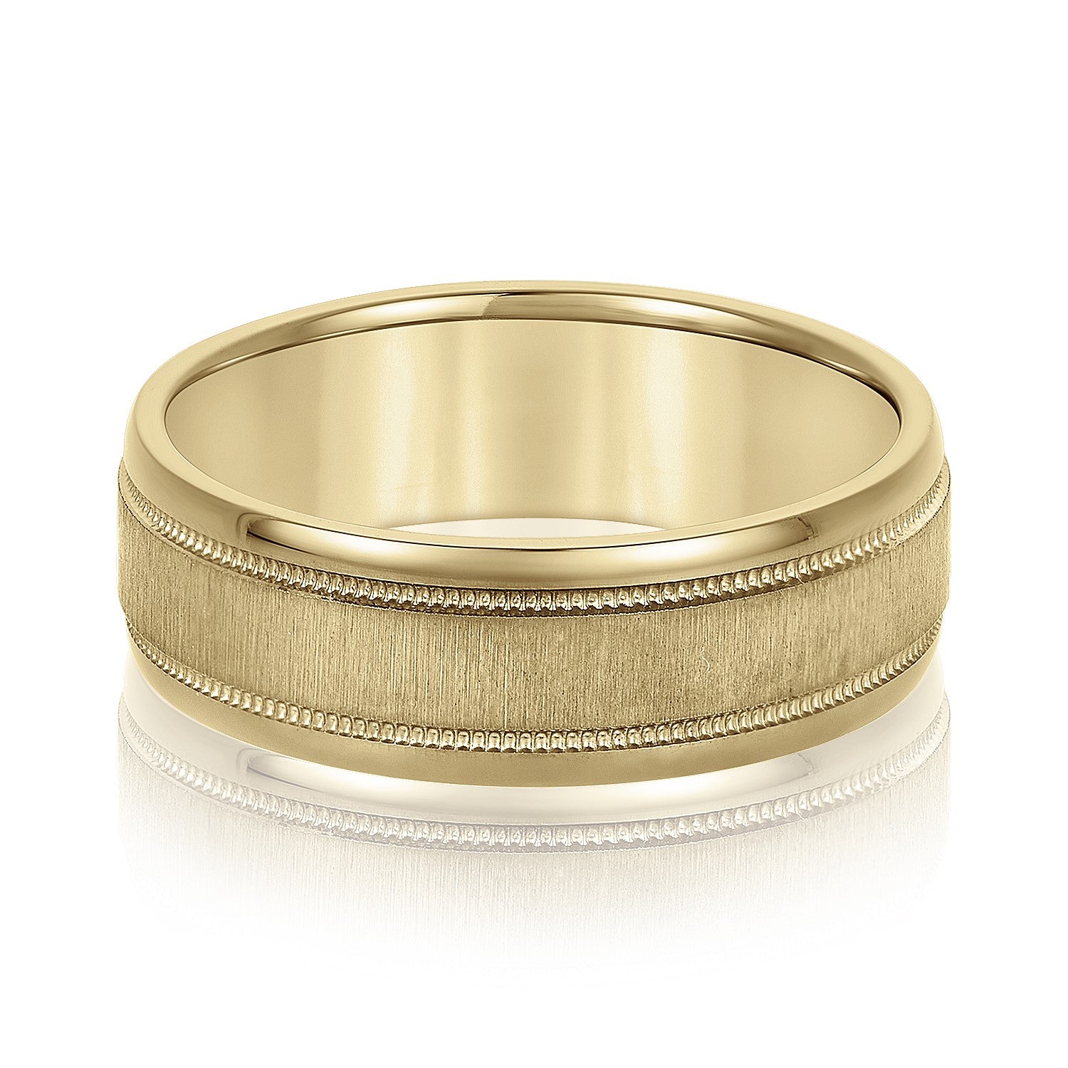 Men's Beveled Milgrain Accents Band-VIRABYANI