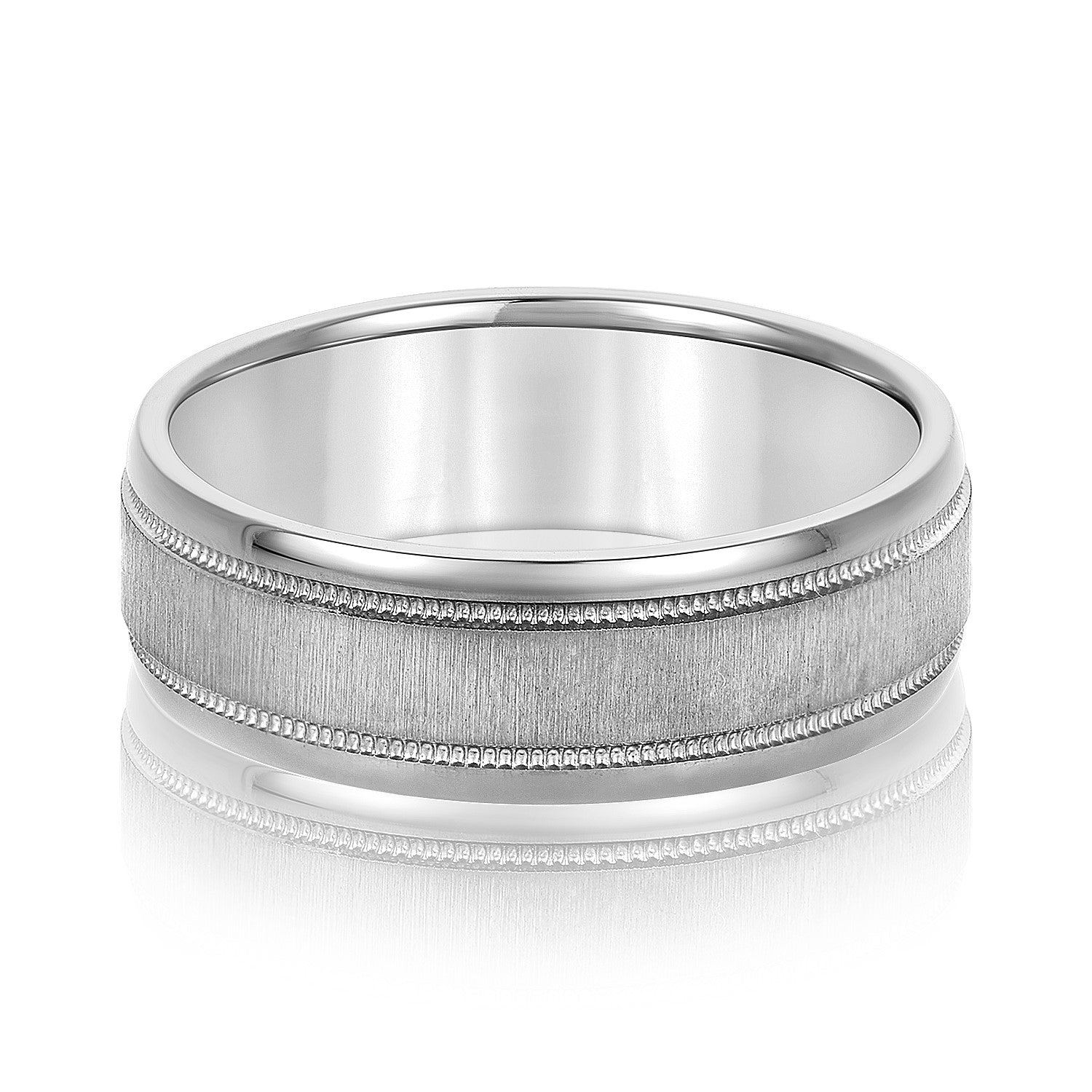 Men's Beveled Milgrain Accents Band-VIRABYANI