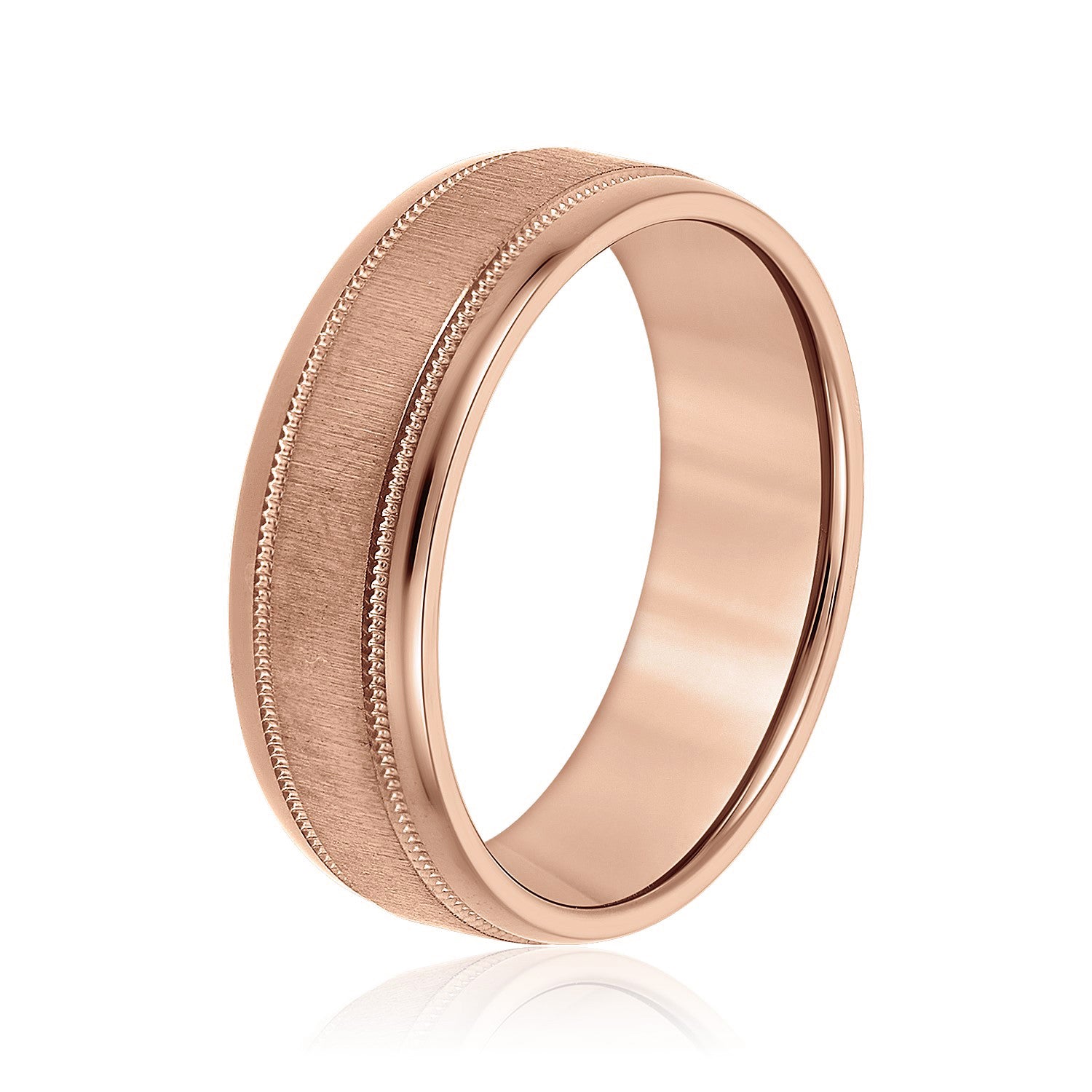 Men's Beveled Milgrain Accents Band-VIRABYANI