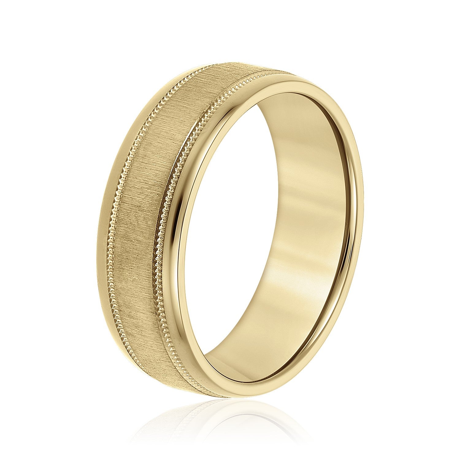 Men's Beveled Milgrain Accents Band-VIRABYANI