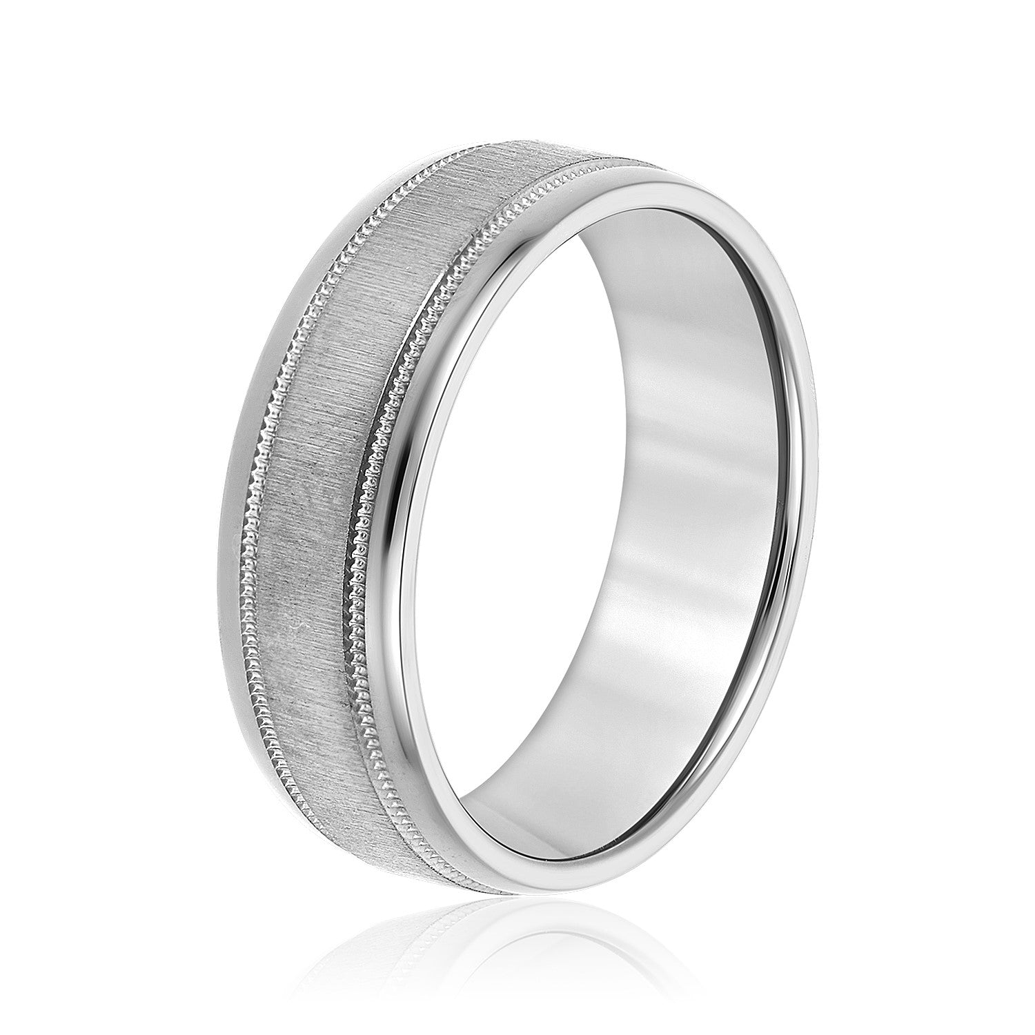 Men's Beveled Milgrain Accents Band-VIRABYANI