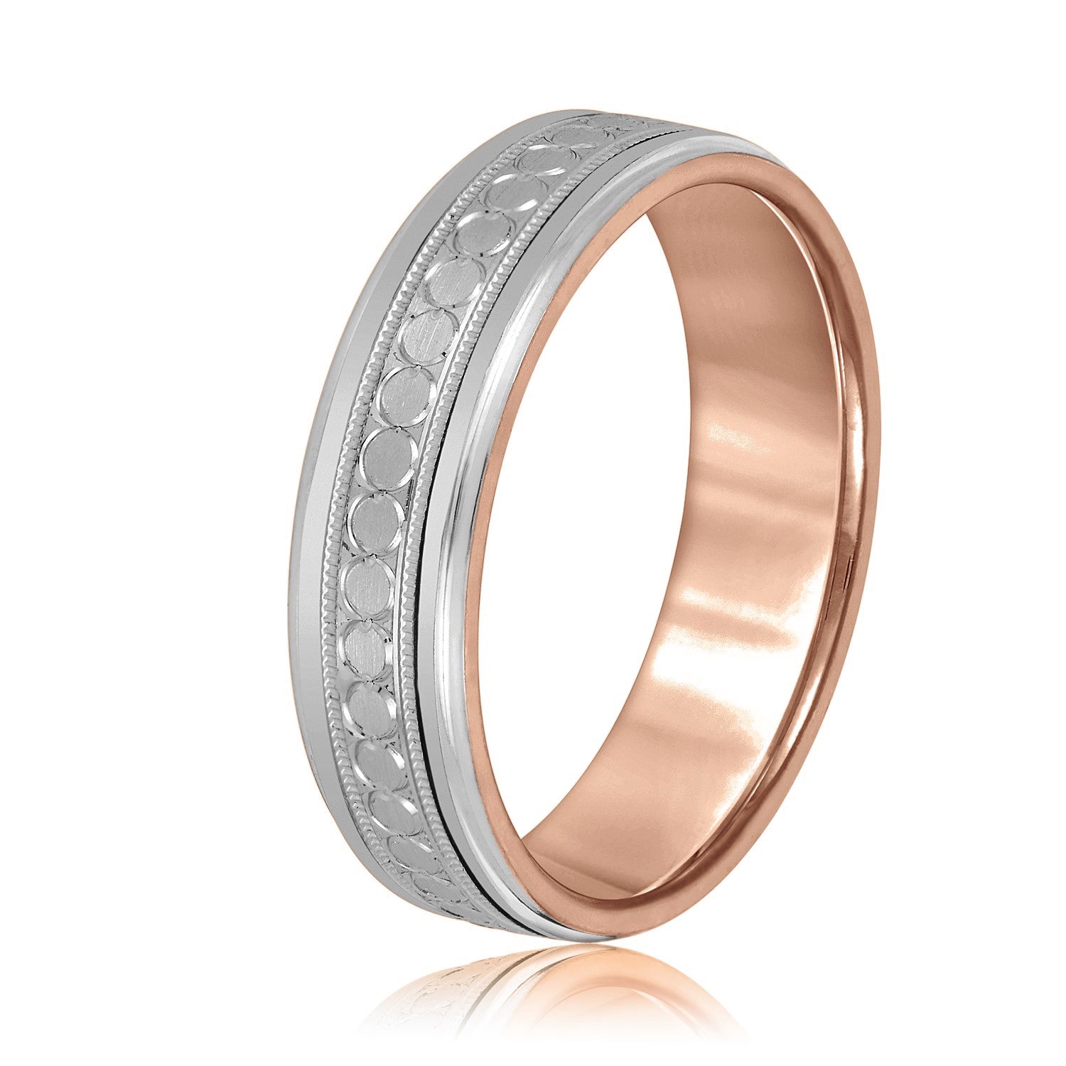 Men's Stamped Design Milgrain Band-VIRABYANI