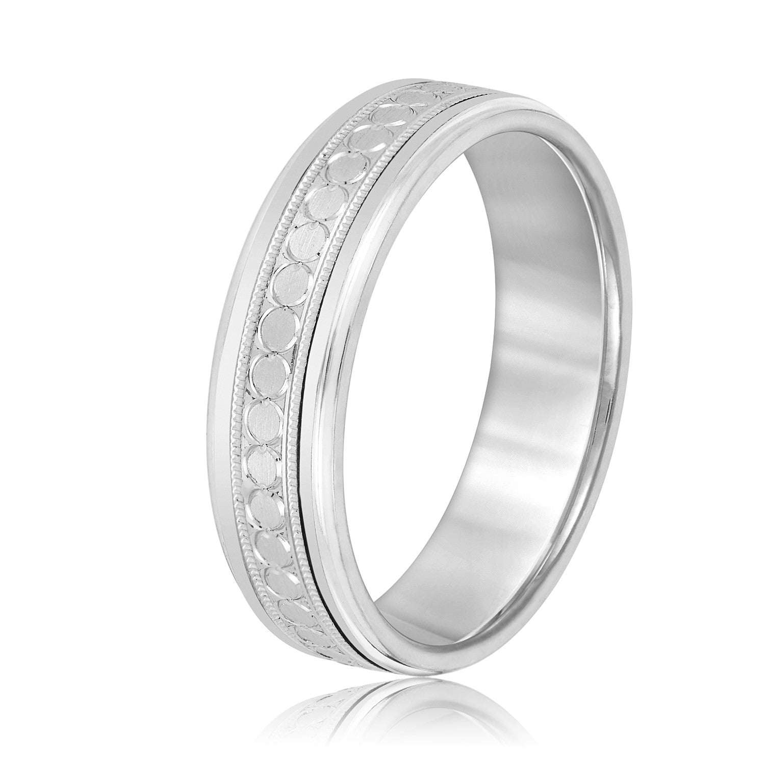 Men's Stamped Design Milgrain Band-VIRABYANI