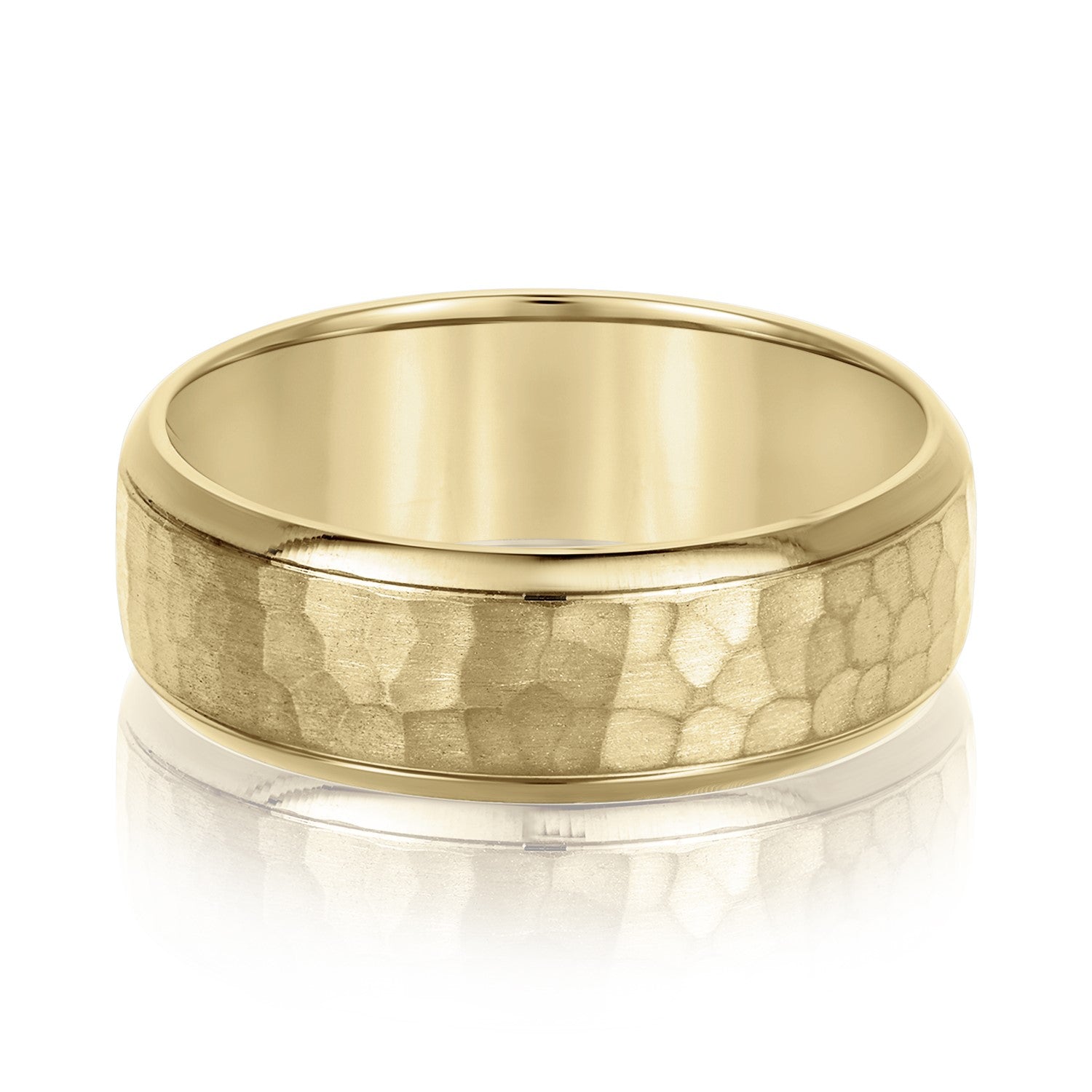 Men’s Hammered Domed Bevered Wedding Band-VIRABYANI