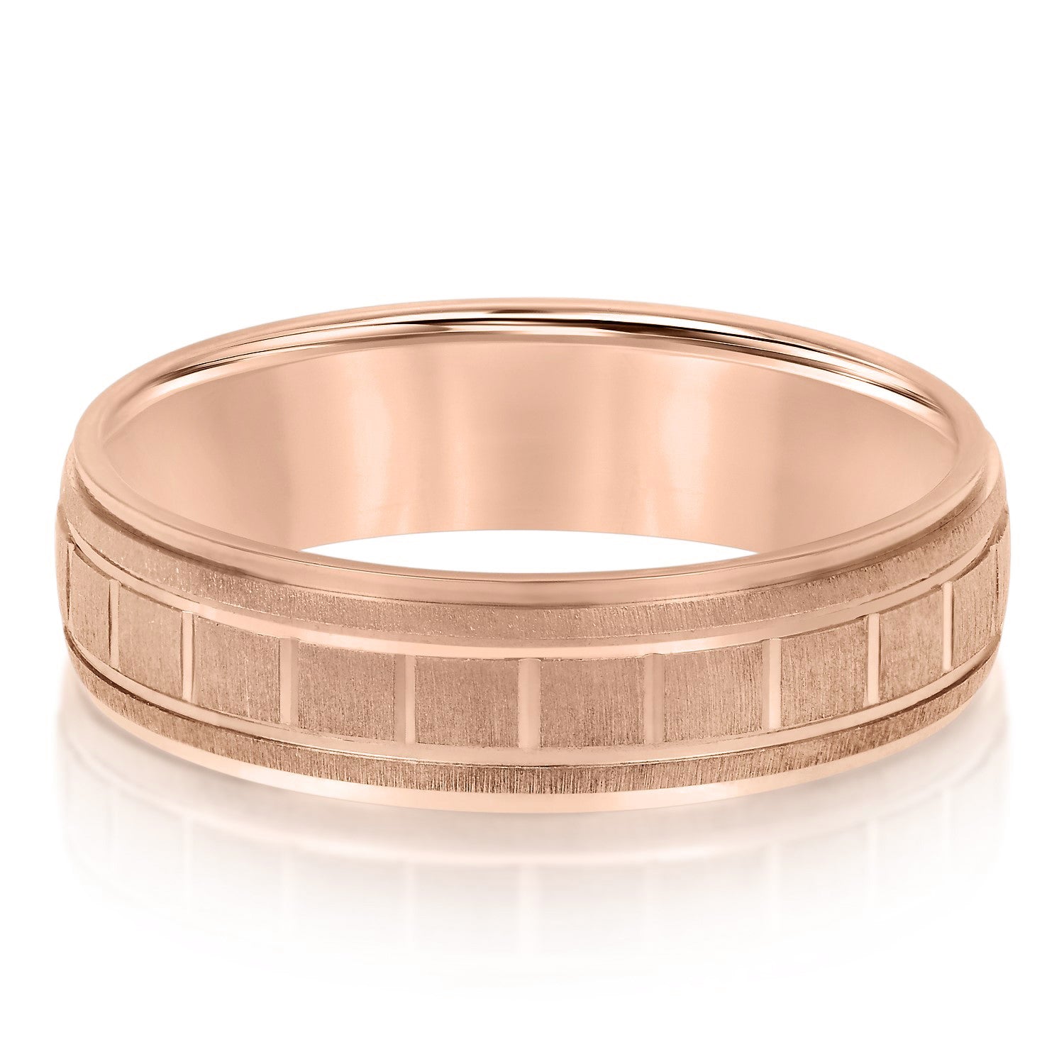 Men's Box-Patterned Brushed Wedding Band-VIRABYANI