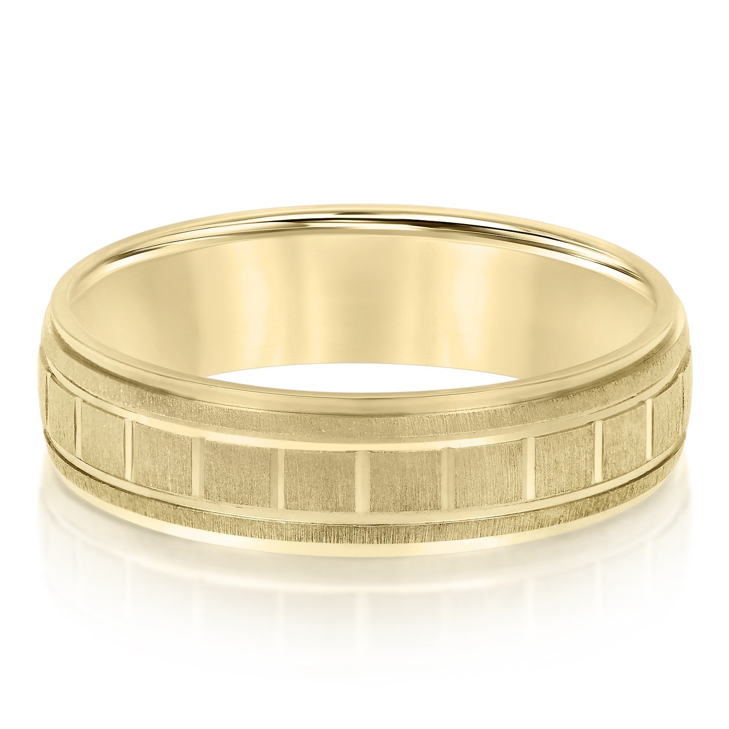 Men's Box-Patterned Brushed Wedding Band-VIRABYANI