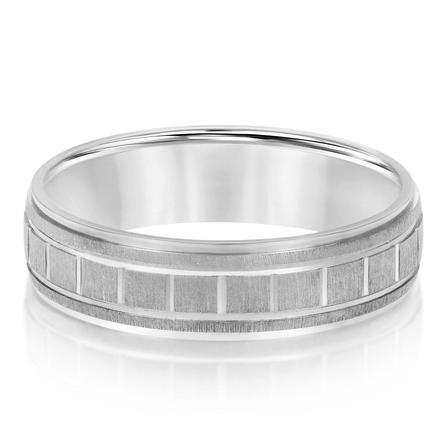 Men's Box-Patterned Brushed Wedding Band-VIRABYANI