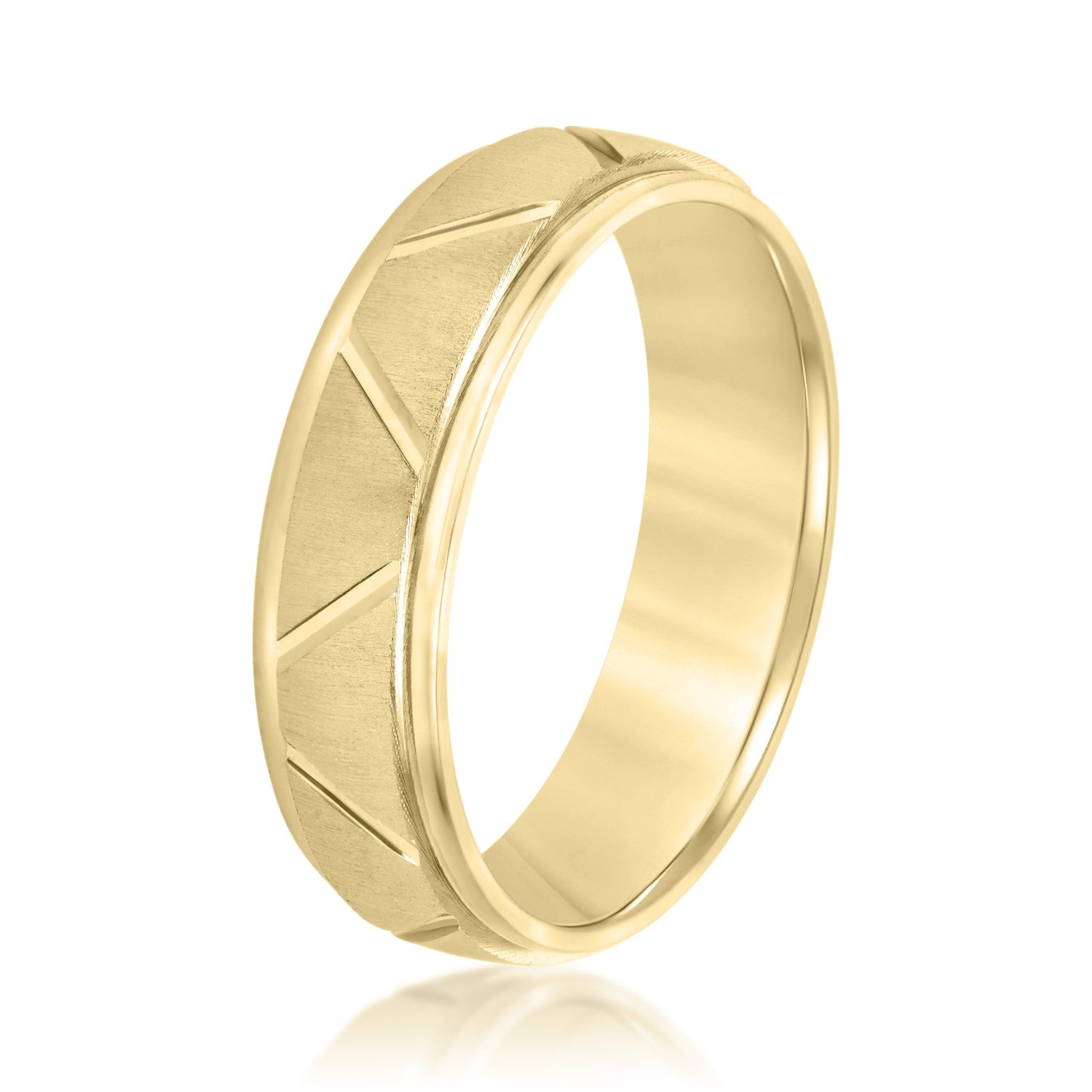 Men's Diagonal Cut Textured Wedding Band-VIRABYANI