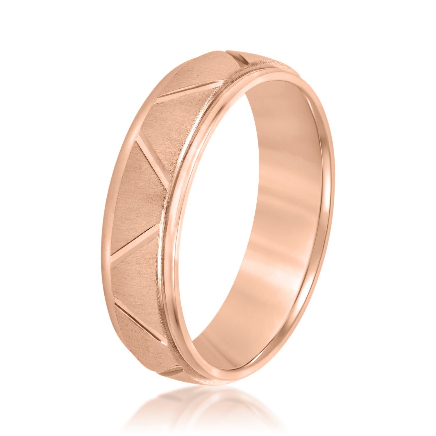 Men's Diagonal Cut Textured Wedding Band-VIRABYANI