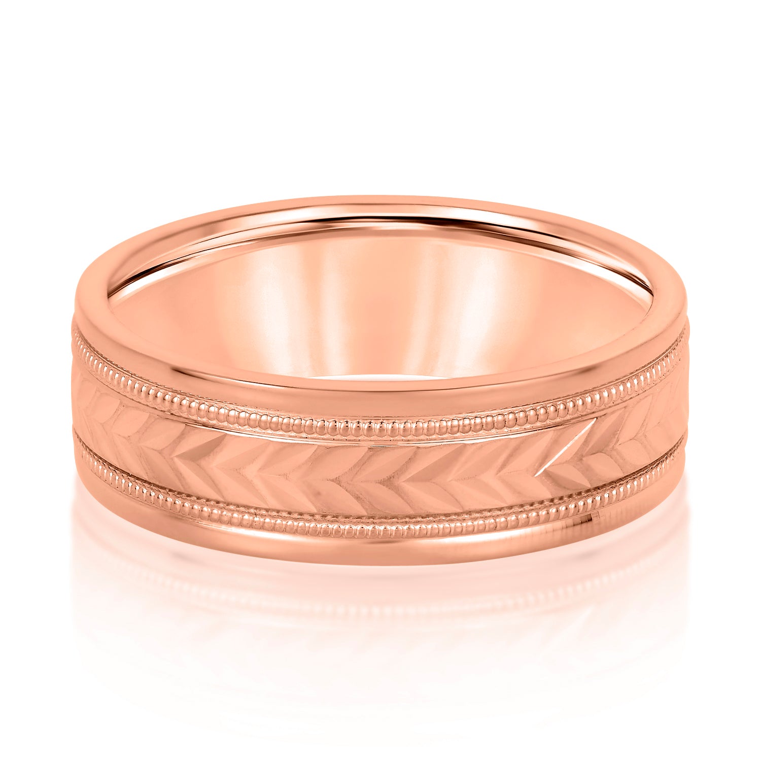 Men's Leafy Floral Design with Milgrain Band-VIRABYANI