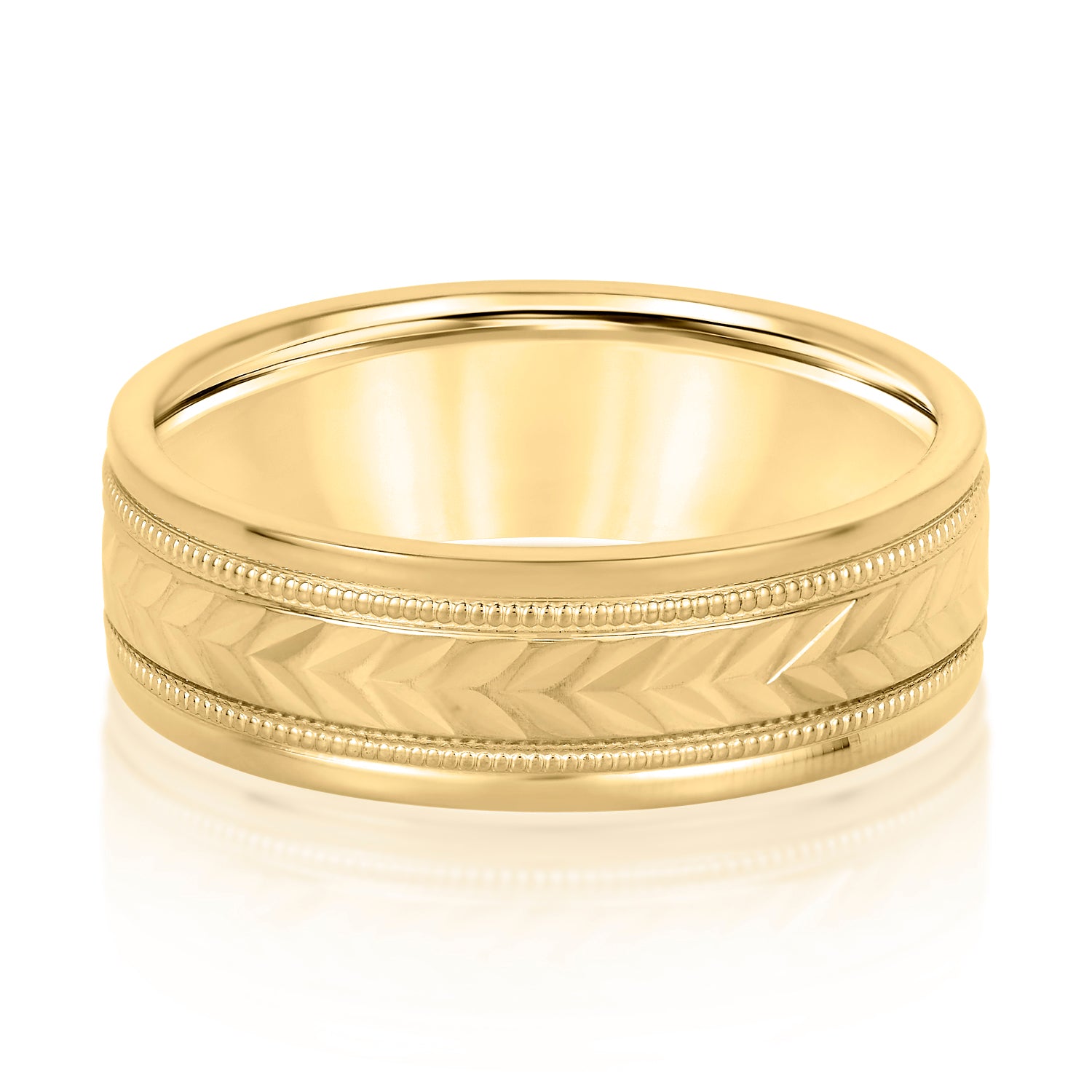 Men's Leafy Floral Design with Milgrain Band-VIRABYANI