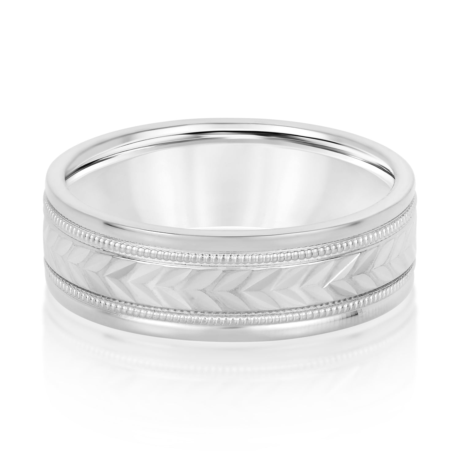 Men's Leafy Floral Design with Milgrain Band-VIRABYANI