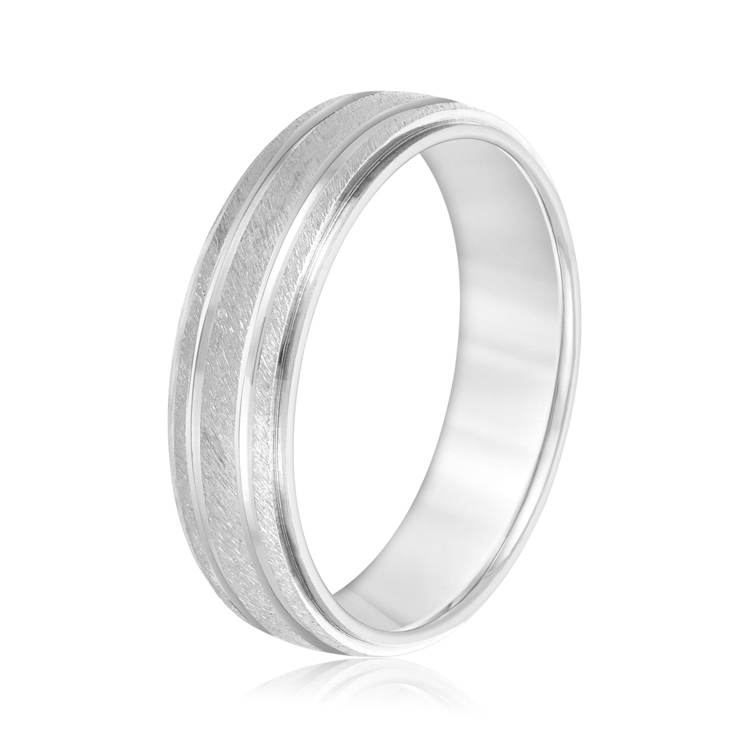 Men's Alternating Milgrain Rows and Fine Textured Layers Band-VIRABYANI