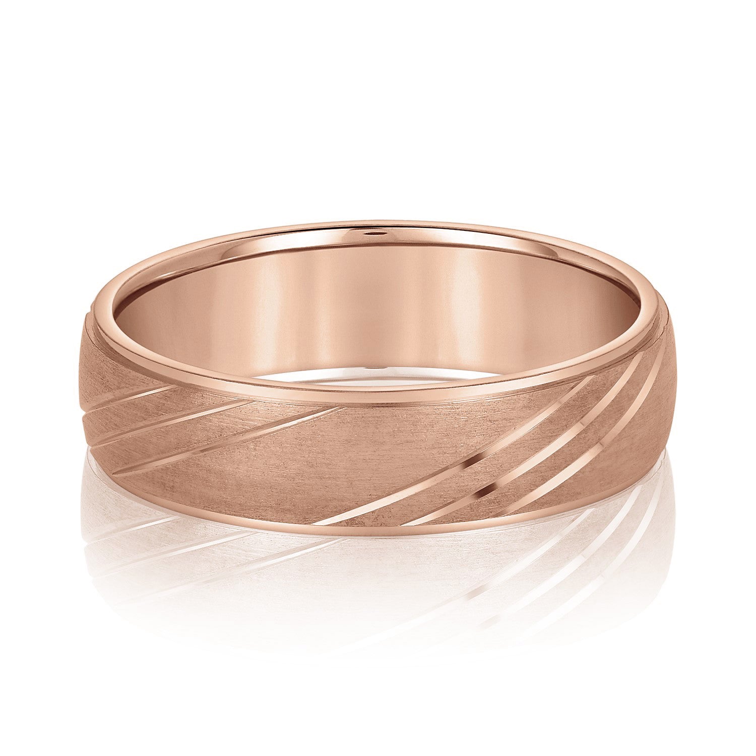 Diagonal Lined Pattern Men's Wedding Band-VIRABYANI