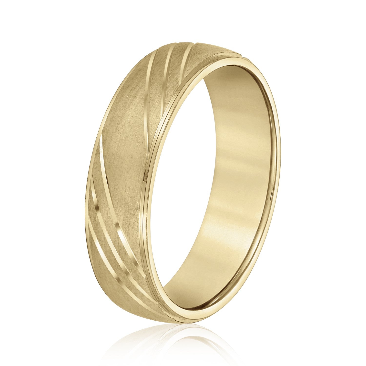 Diagonal Lined Pattern Men's Wedding Band-VIRABYANI