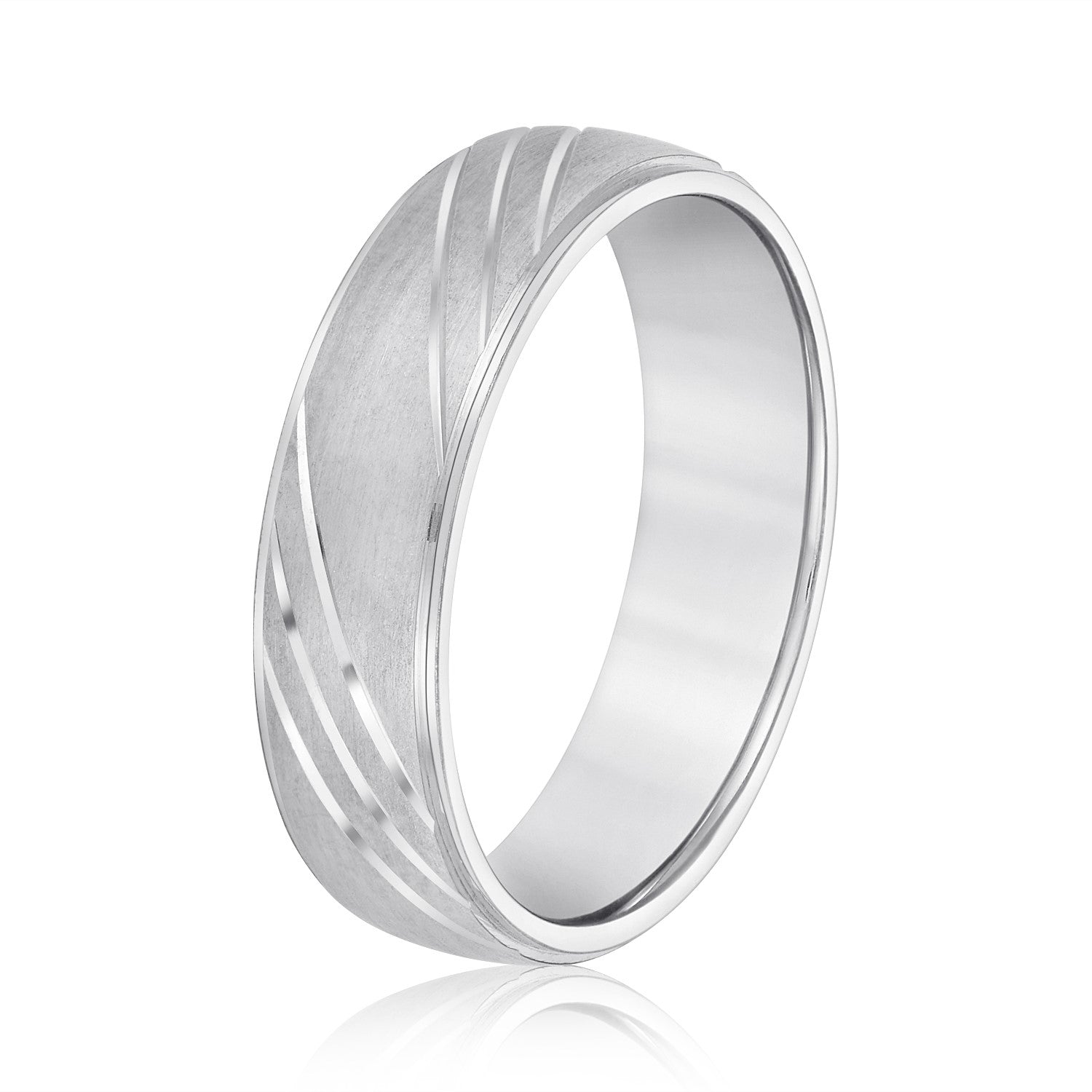 Diagonal Lined Pattern Men's Wedding Band-VIRABYANI