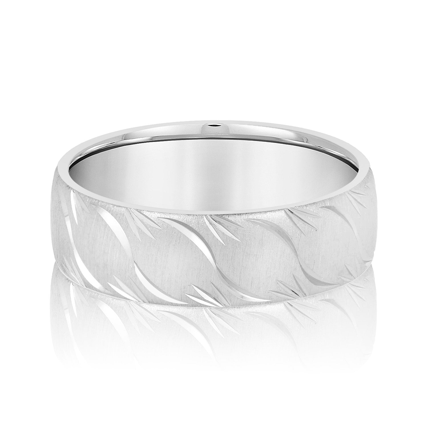 Men's Slightly Wave Engraved Band-VIRABYANI
